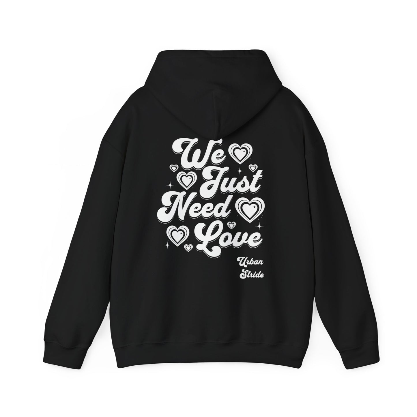 Felpa con scritta "We just need love"