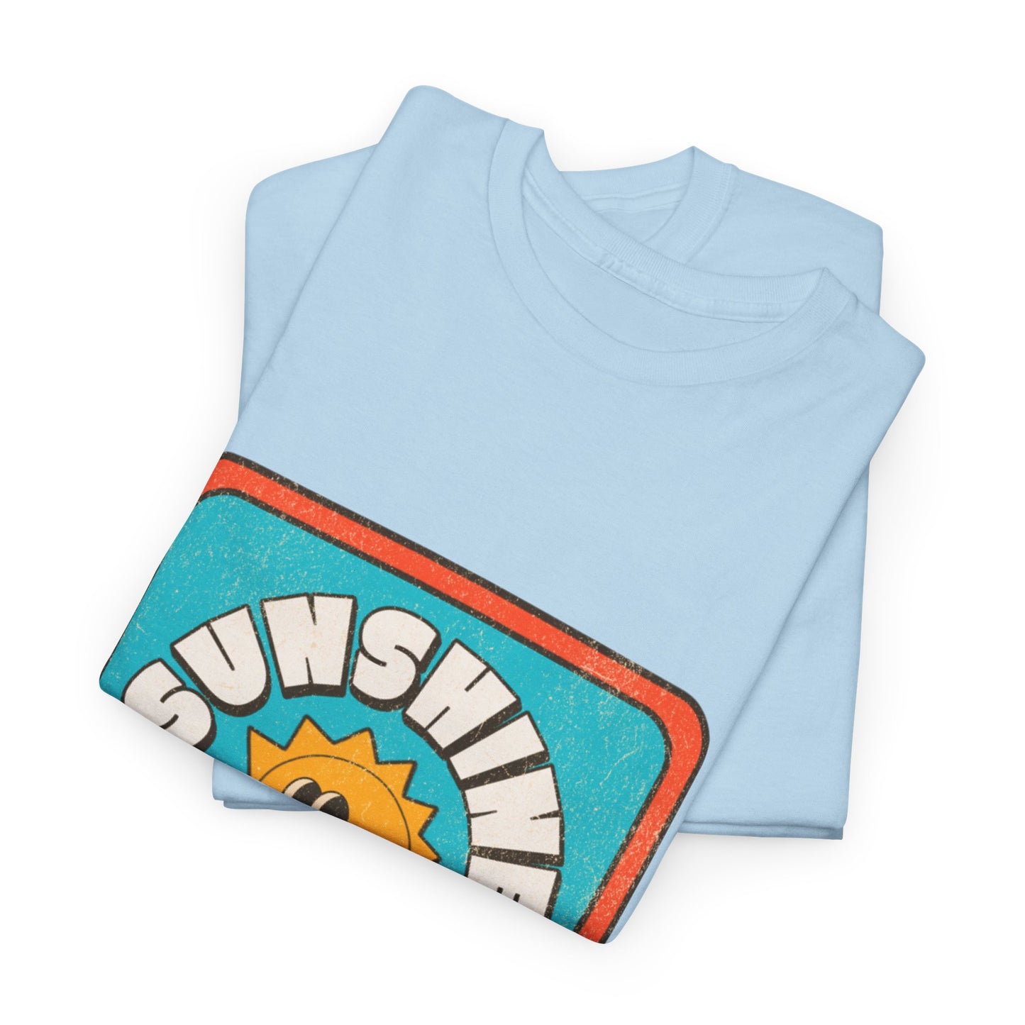 T-shirt con scritta "Sunshine feel good"