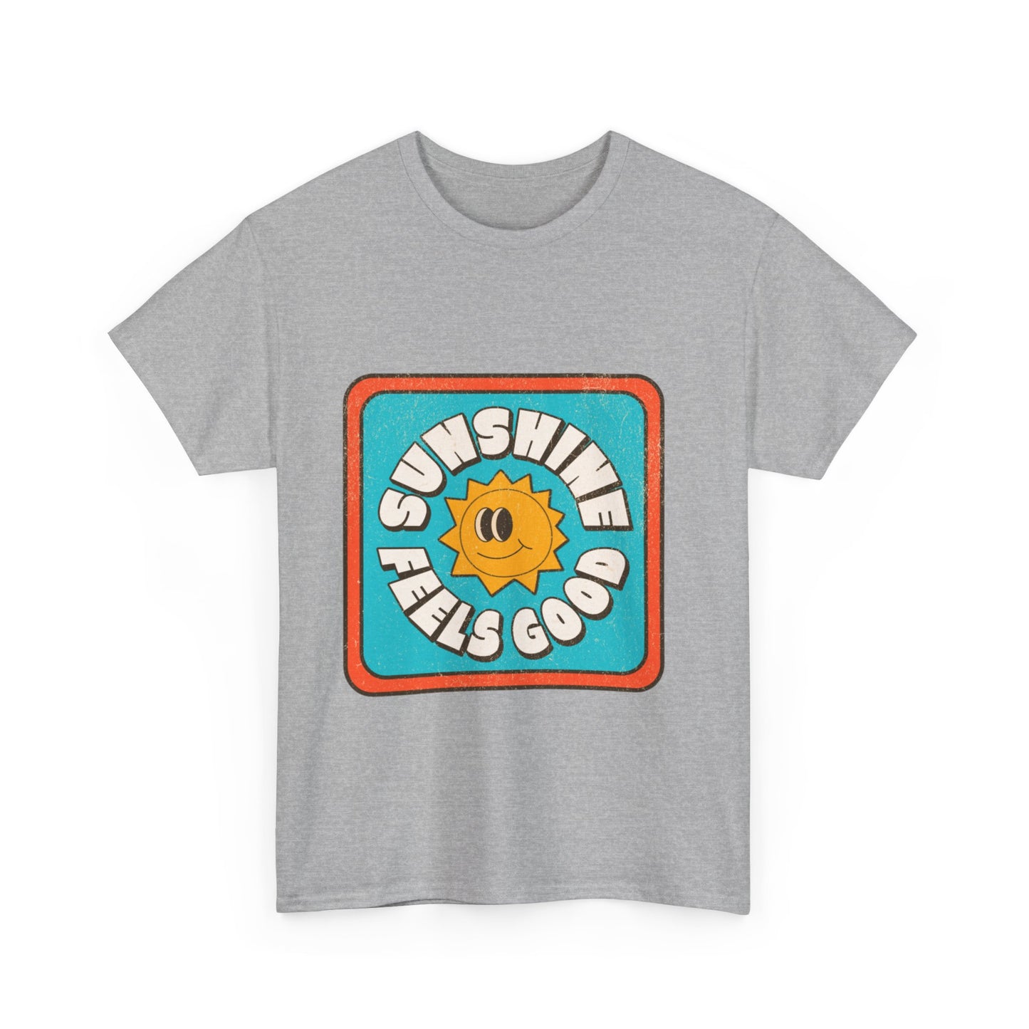 T-shirt con scritta "Sunshine feel good"