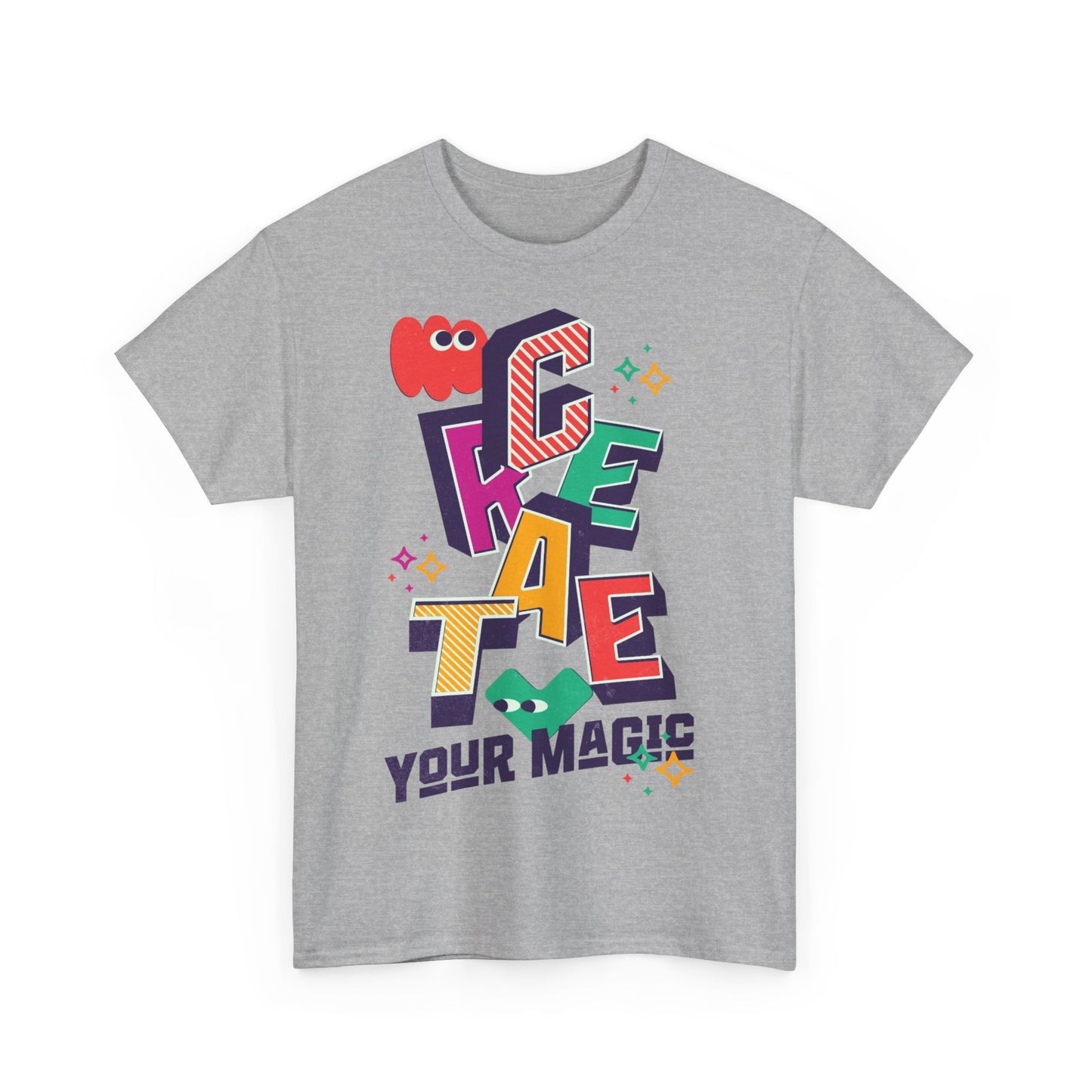 T-shirt con scritta "Create your magic"