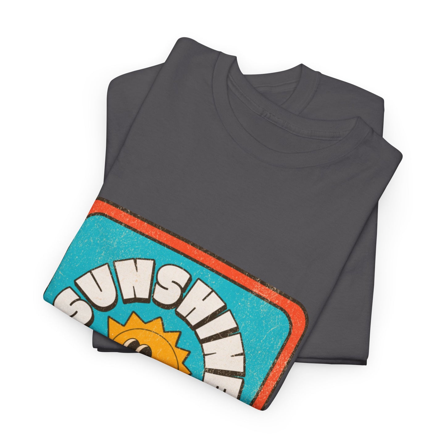 T-shirt con scritta "Sunshine feel good"