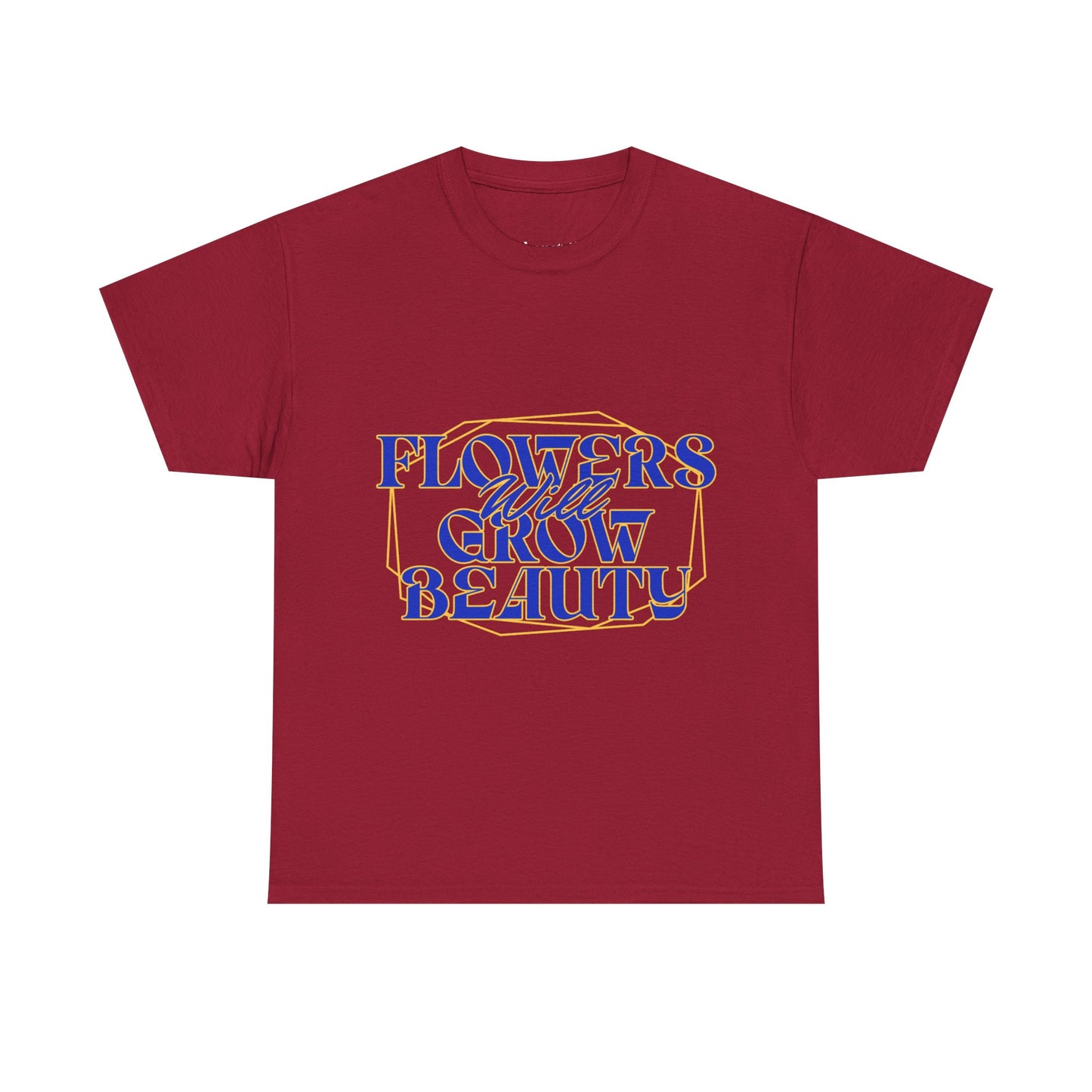 T-shirt con scritta "Flowers will growth beauty"
