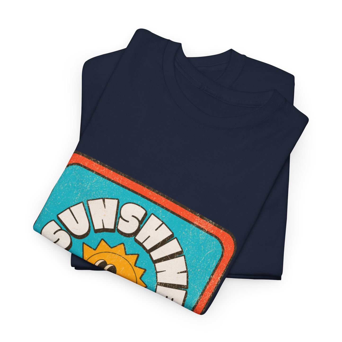 T-shirt con scritta "Sunshine feel good"