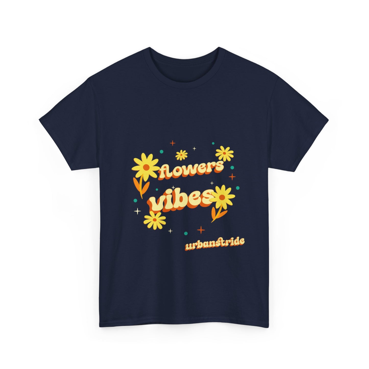 T-shirt con scritta "Flowers vibes"