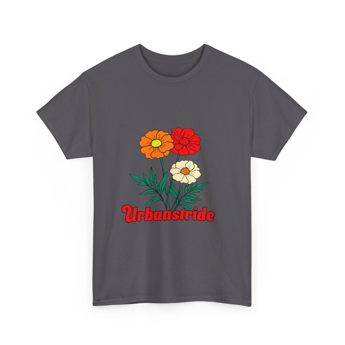 T-shirt con rappresentazione di fiori e scritta "Urbanstride"