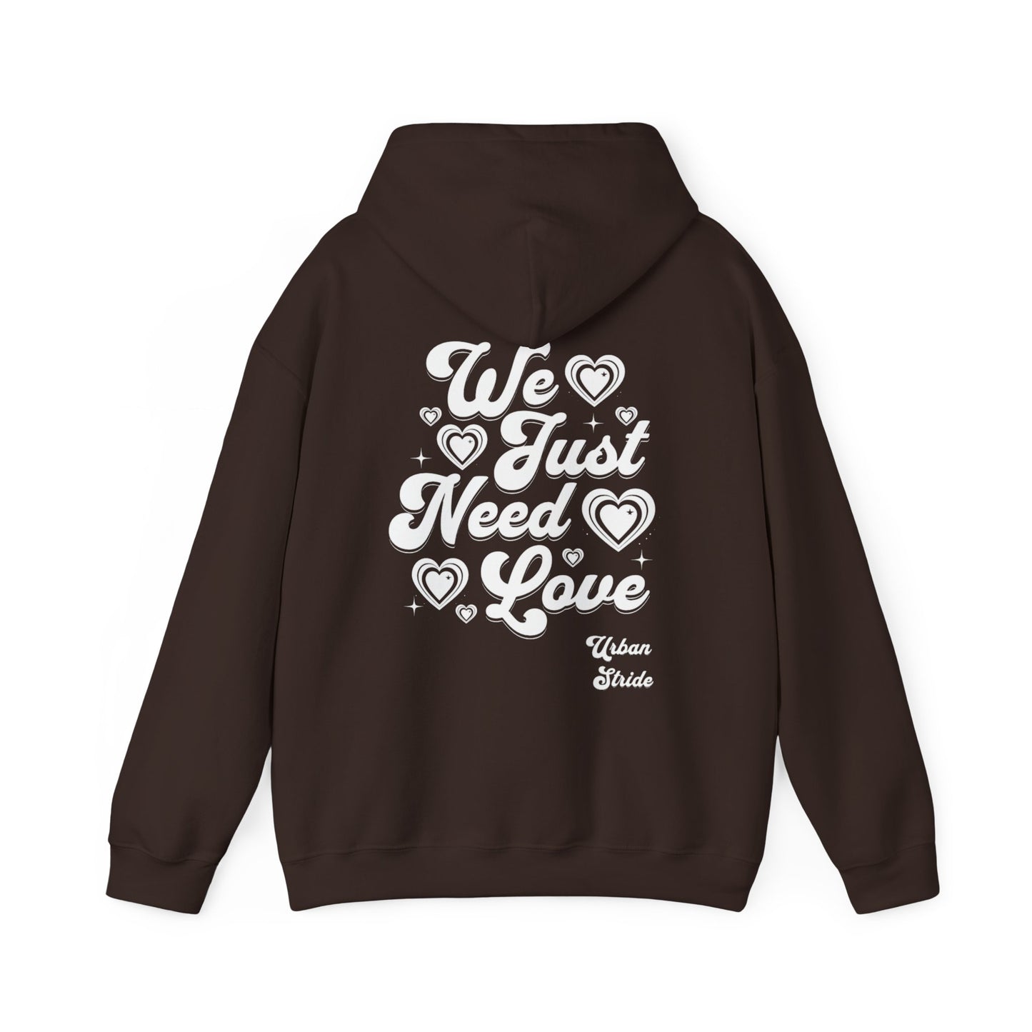 Felpa con scritta "We just need love"