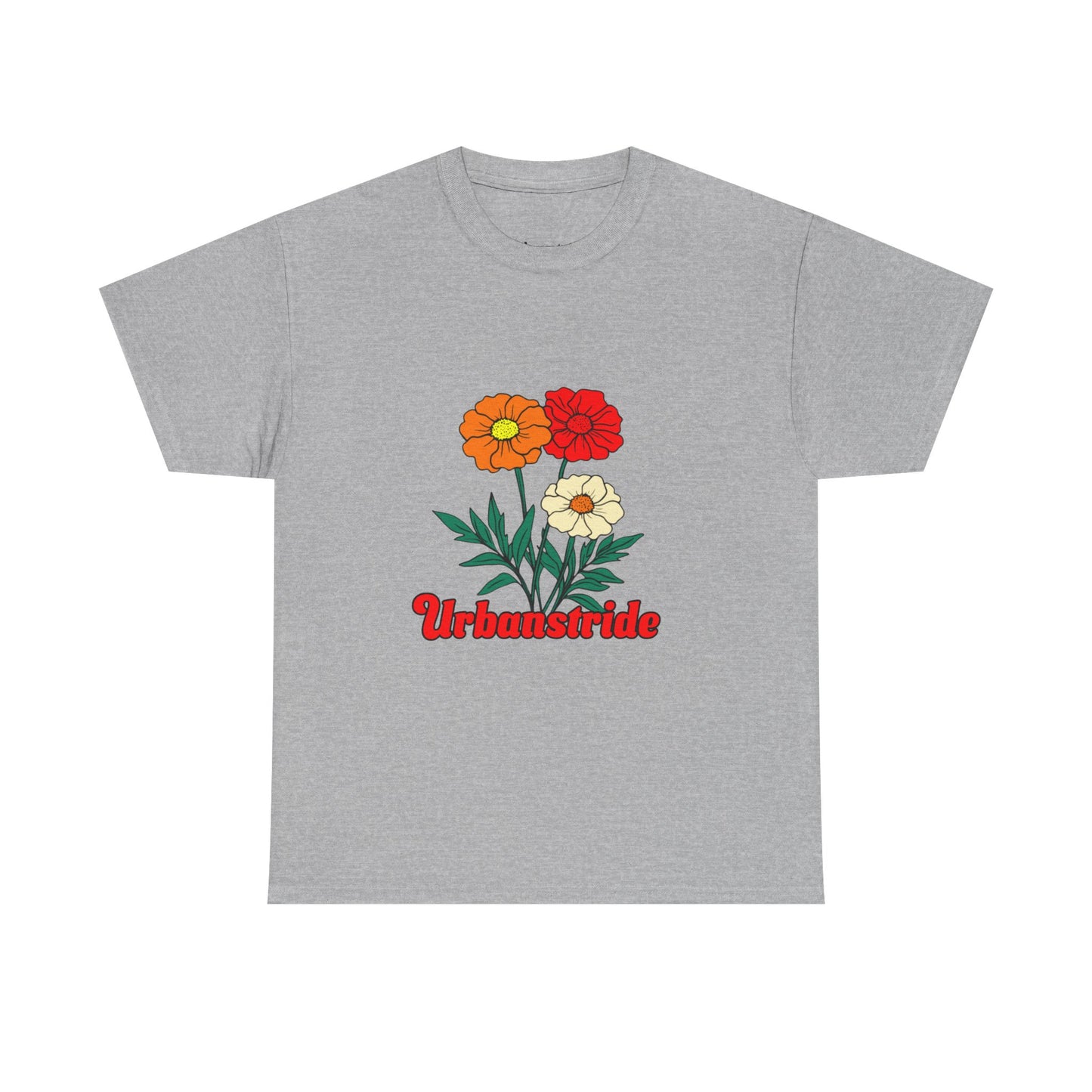 T-shirt con rappresentazione di fiori e scritta "Urbanstride"