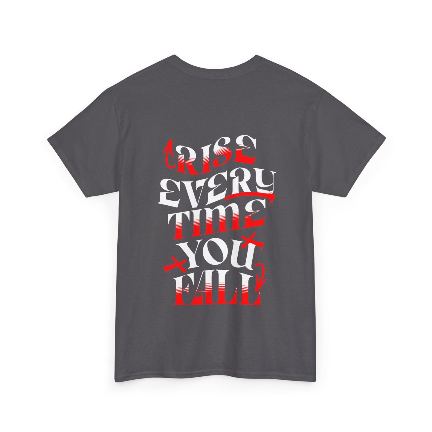 T-shirt con scritta "Rise every time you fall"