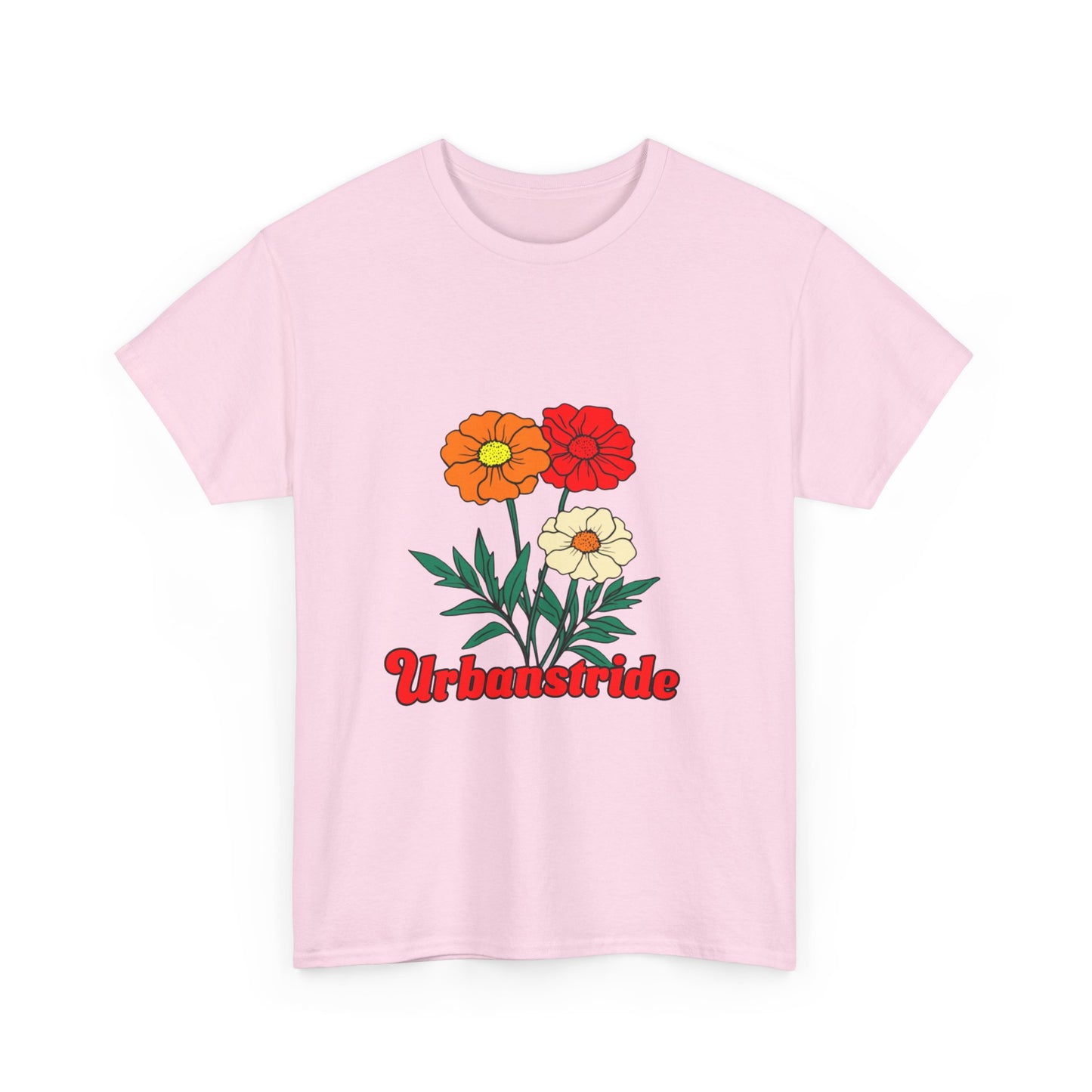T-shirt con rappresentazione di fiori e scritta "Urbanstride"