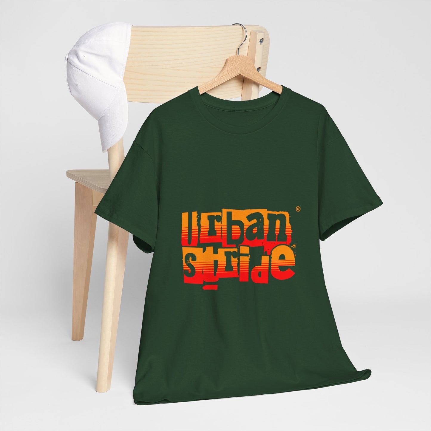 T-shirt con scritta "Urban Stride" sfumata arancio-rosso