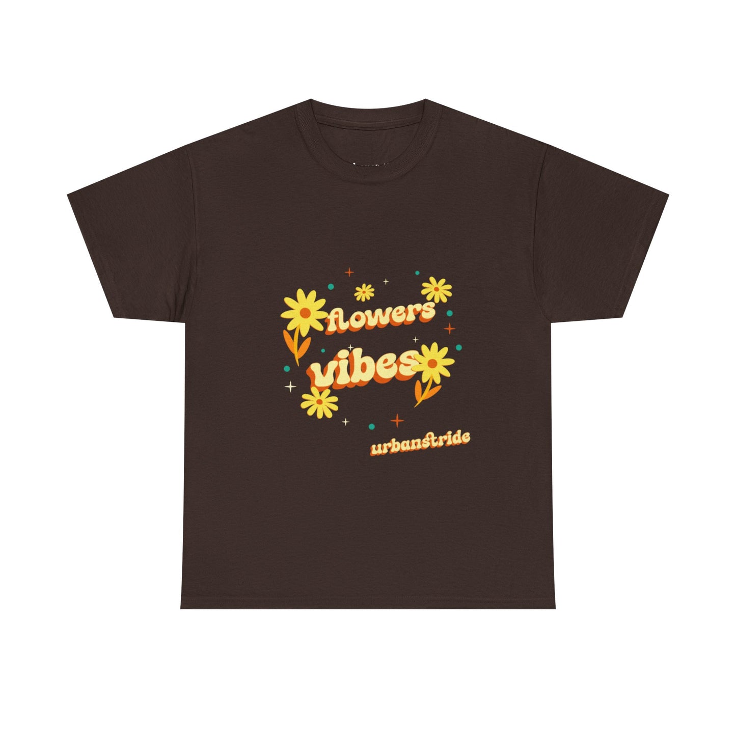 T-shirt con scritta "Flowers vibes"