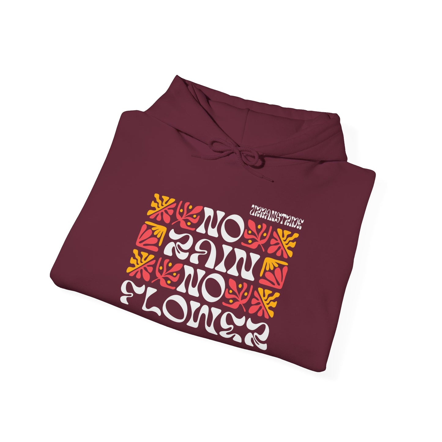 Felpa con scritta "No rain no flower"