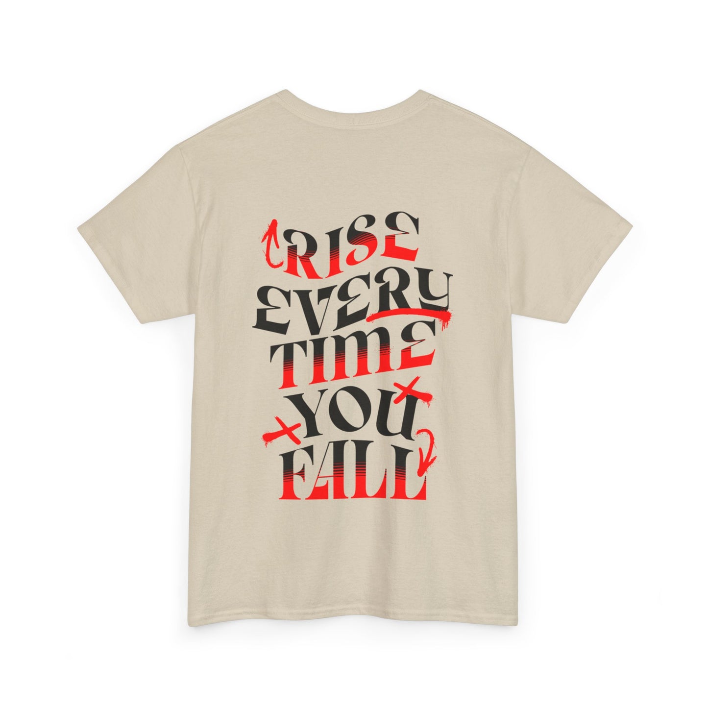 T-shirt con scritta "Rise every time you fall"