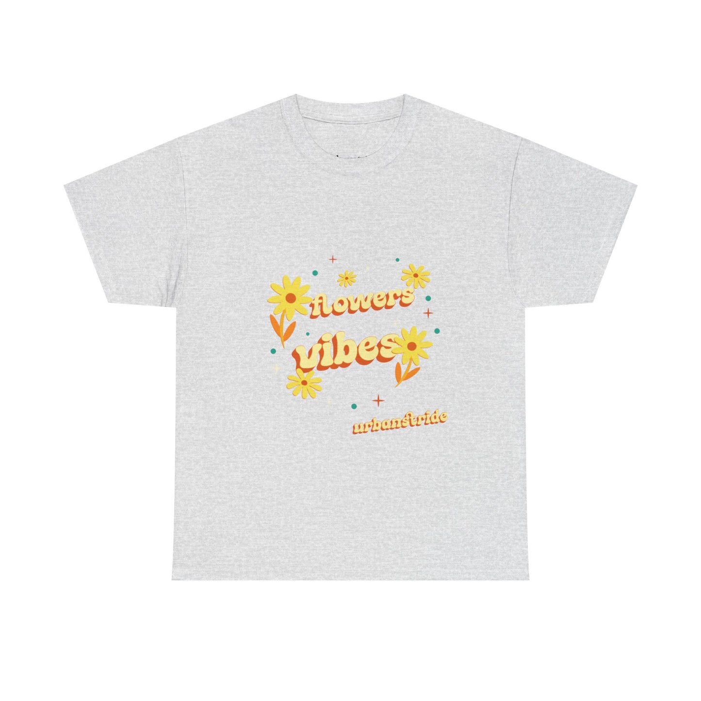 T-shirt con scritta "Flowers vibes"