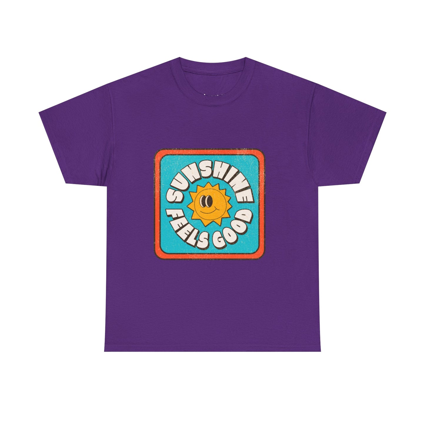 T-shirt con scritta "Sunshine feel good"