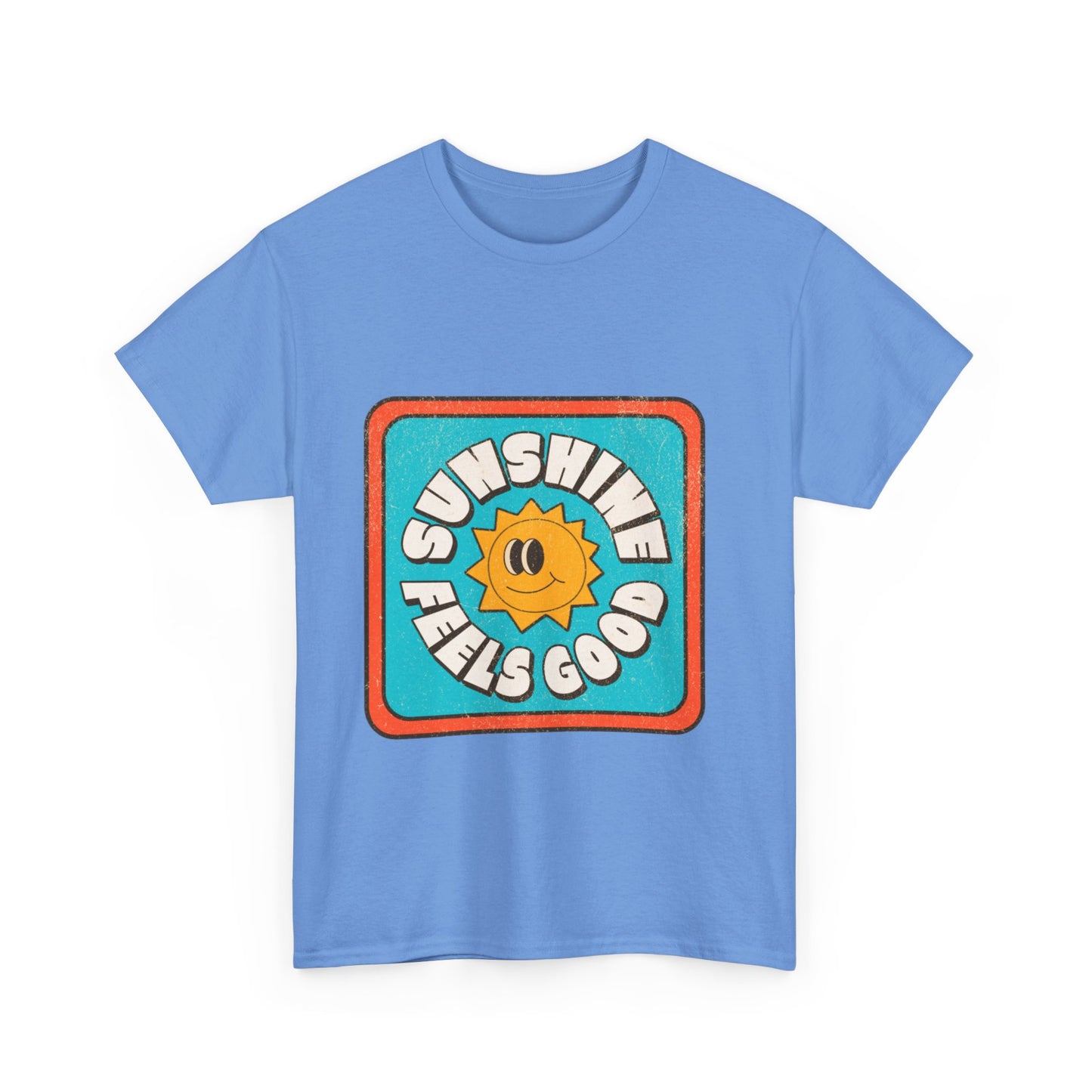 T-shirt con scritta "Sunshine feel good"