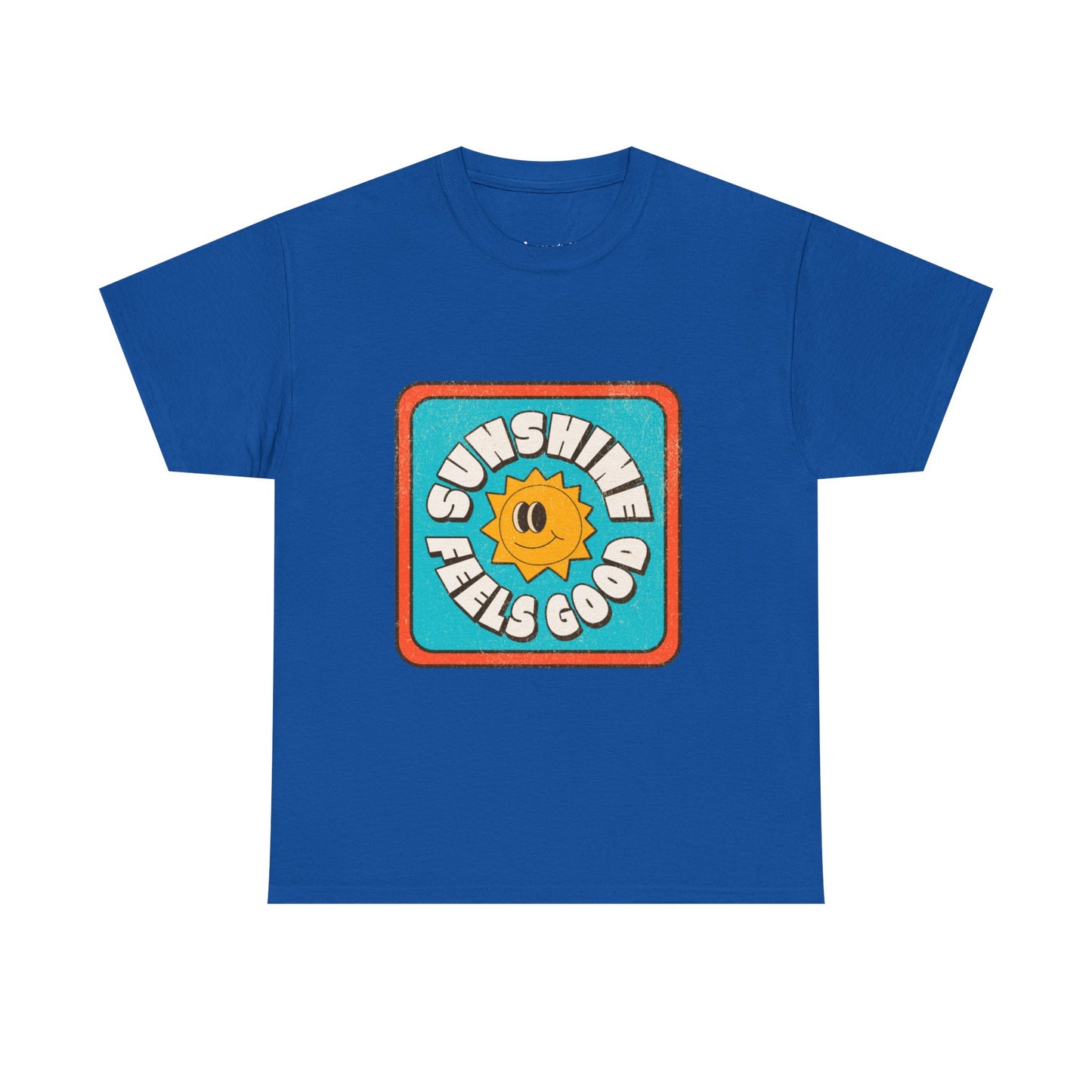 T-shirt con scritta "Sunshine feel good"