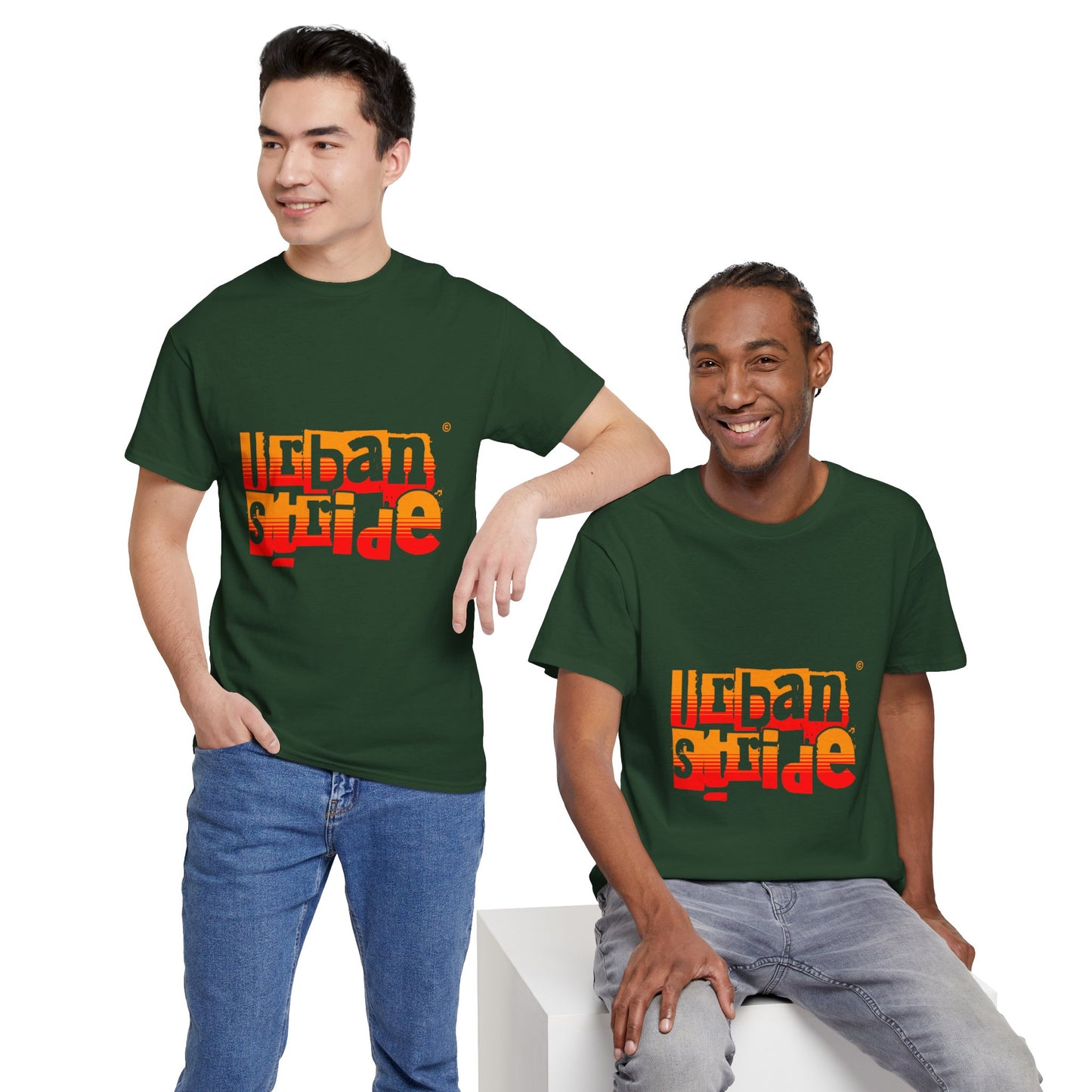 T-shirt con scritta "Urban Stride" sfumata arancio-rosso