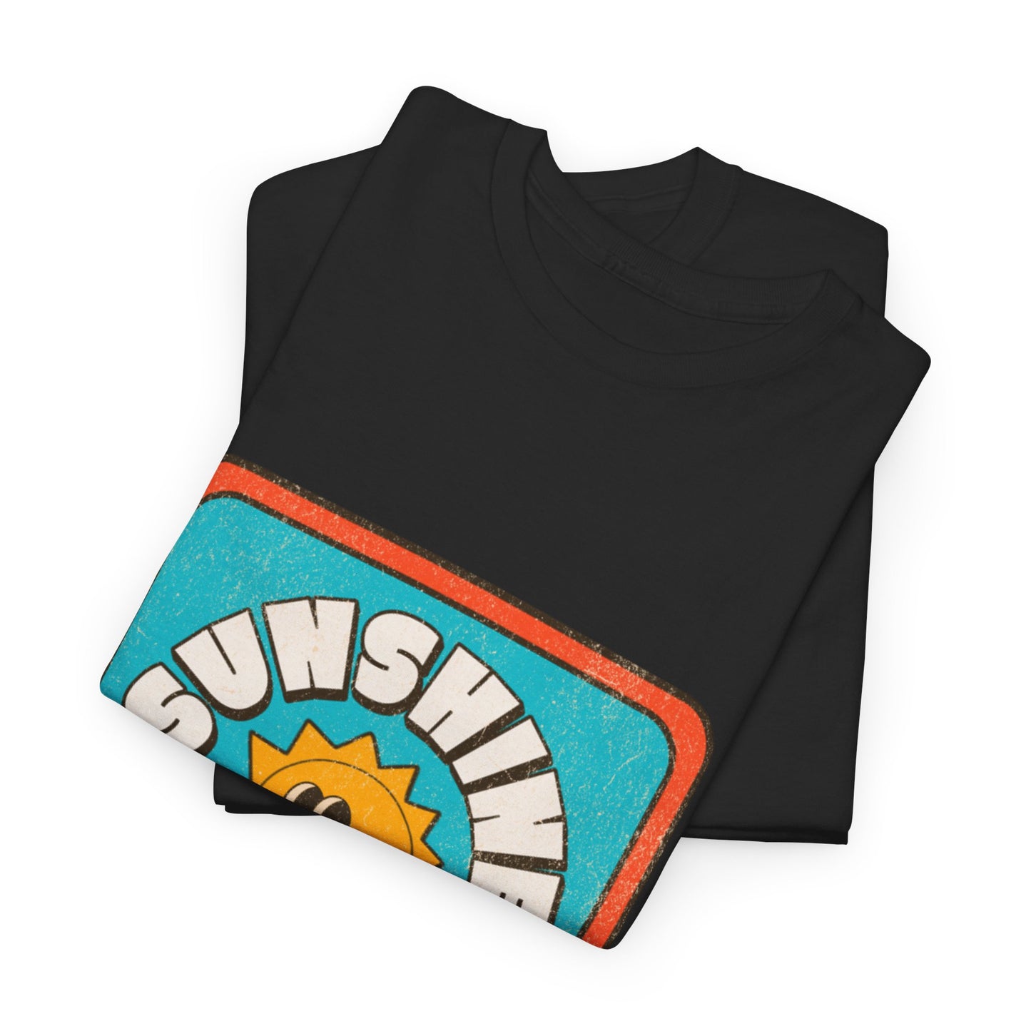 T-shirt con scritta "Sunshine feel good"