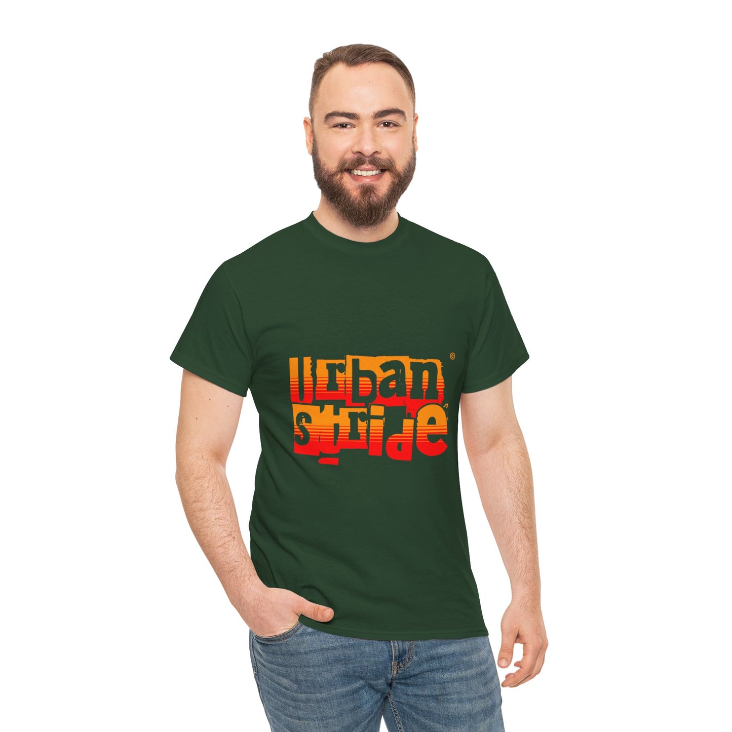 T-shirt con scritta "Urban Stride" sfumata arancio-rosso