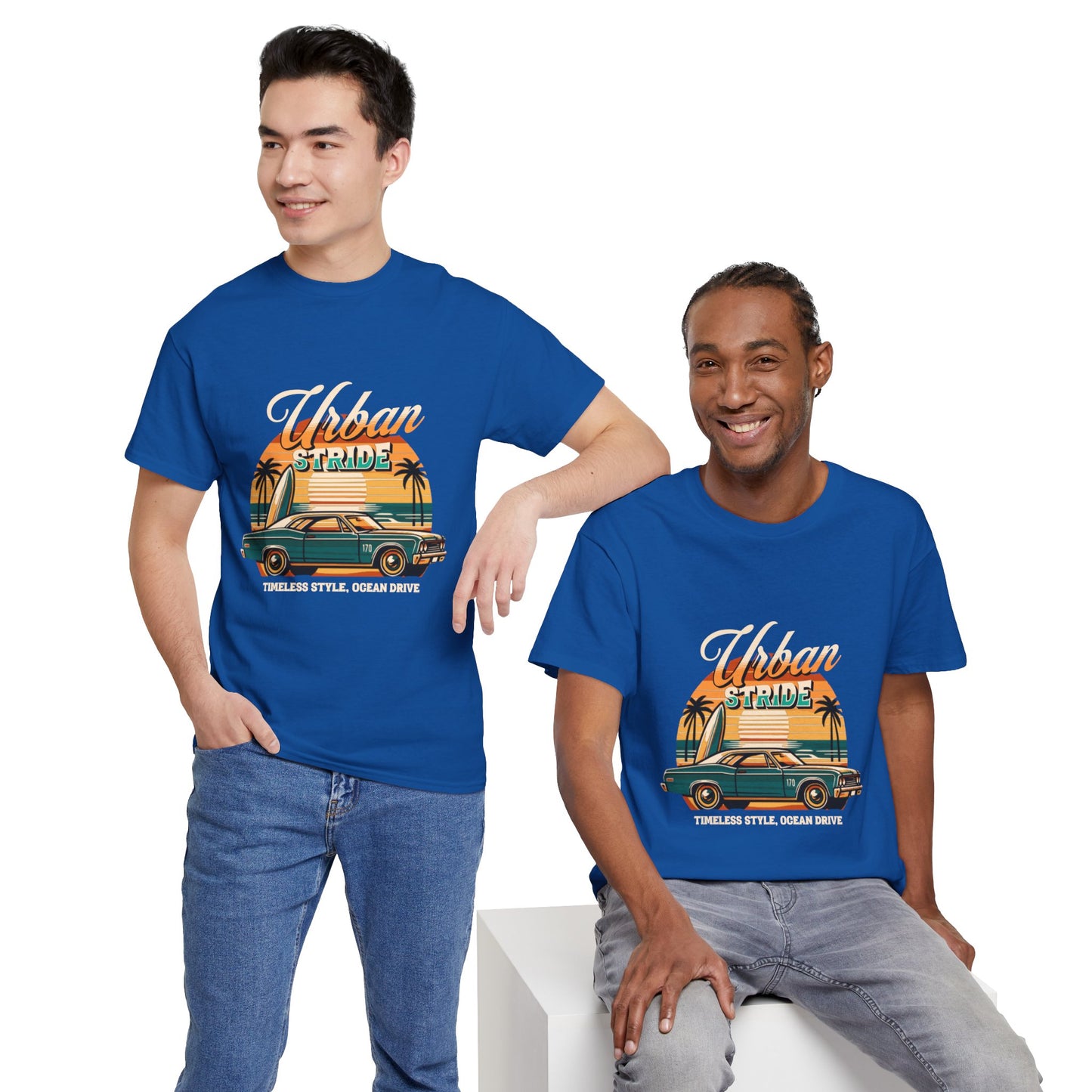 T-shirt con scritta"Urbanstride timeless style ocean drive "