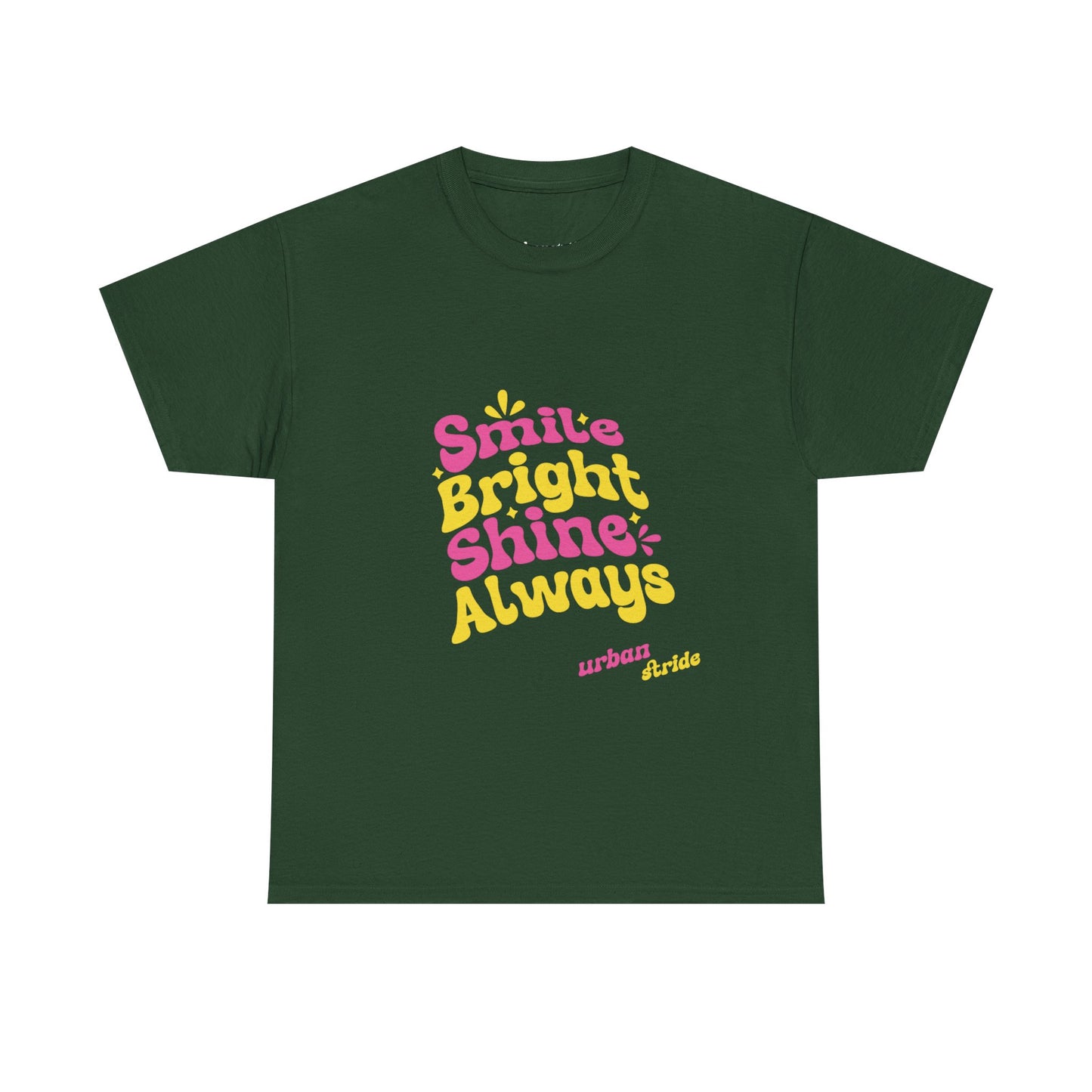 T-shirt con scritta "Smile bright shine always"