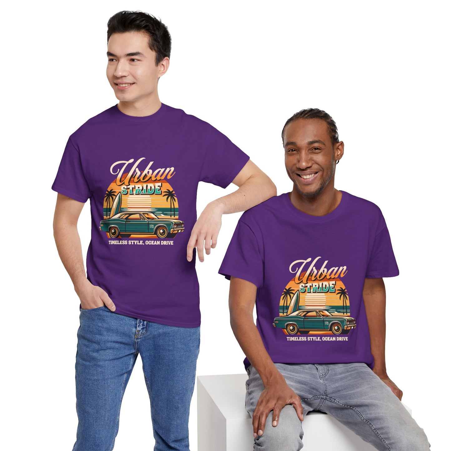 T-shirt con scritta"Urbanstride timeless style ocean drive "