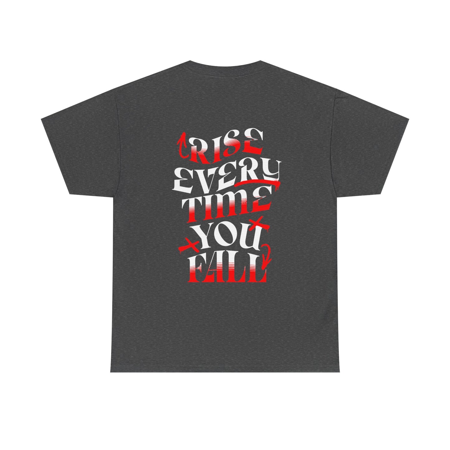 T-shirt con scritta "Rise every time you fall"