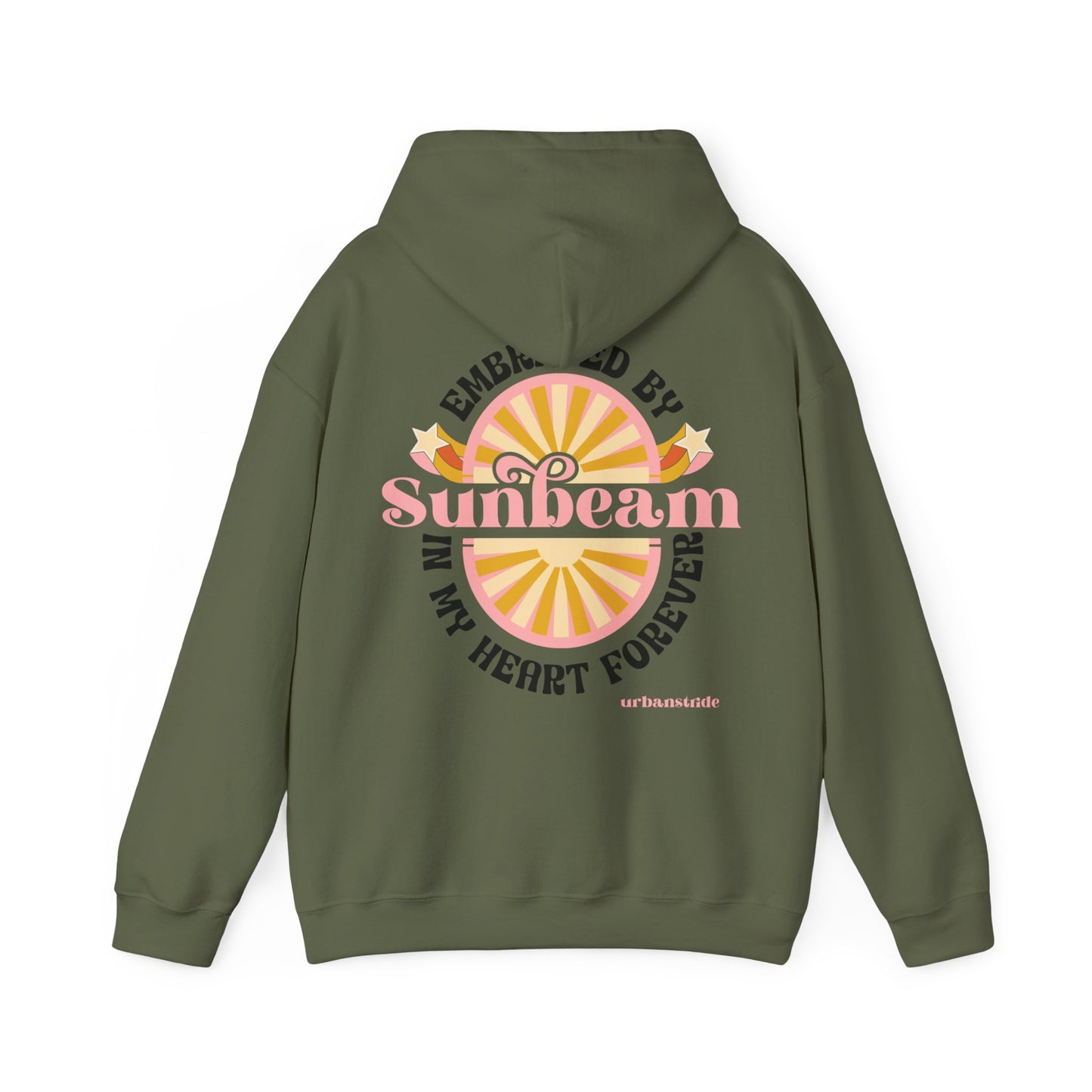 Felpa con scritta "Sunbeam embraced by in my heart forever"