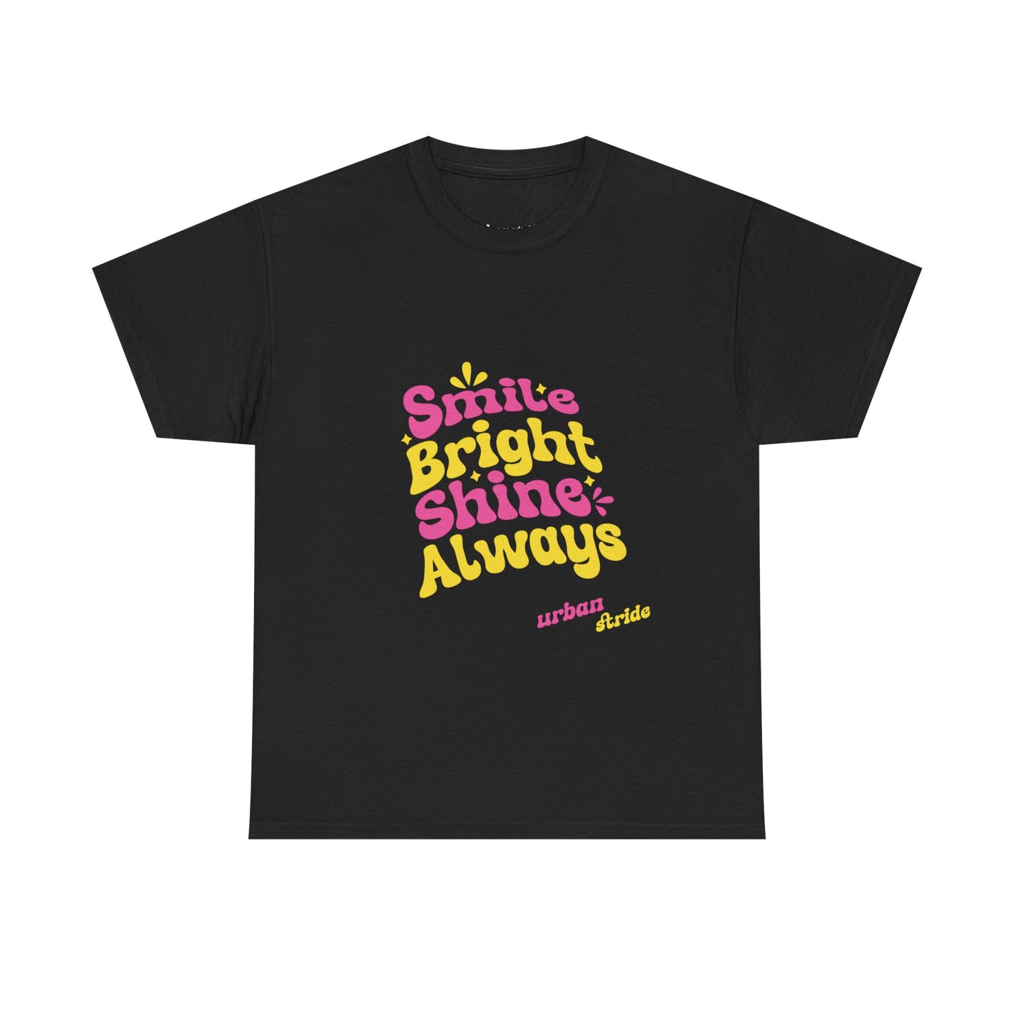 T-shirt con scritta "Smile bright shine always"
