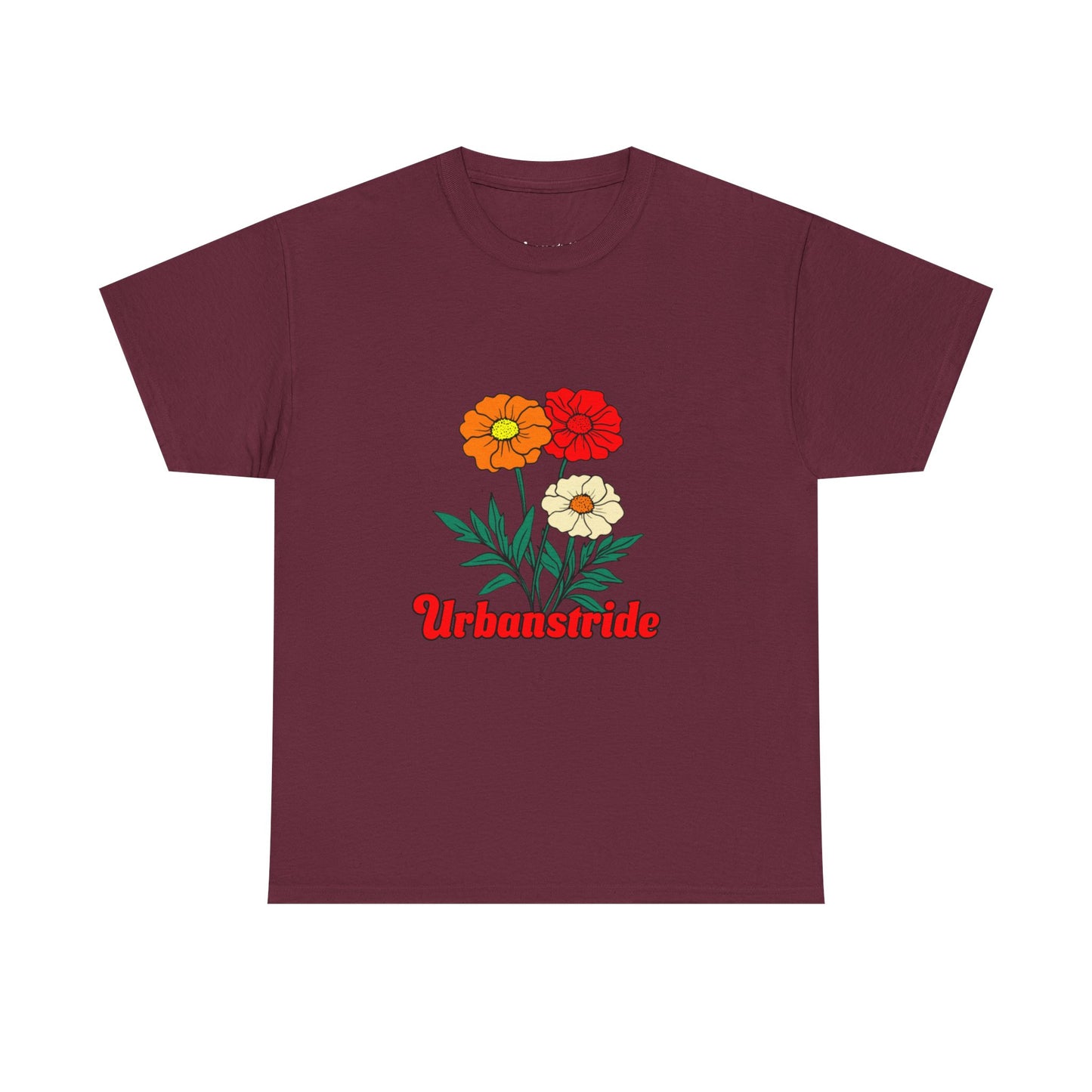 T-shirt con rappresentazione di fiori e scritta "Urbanstride"