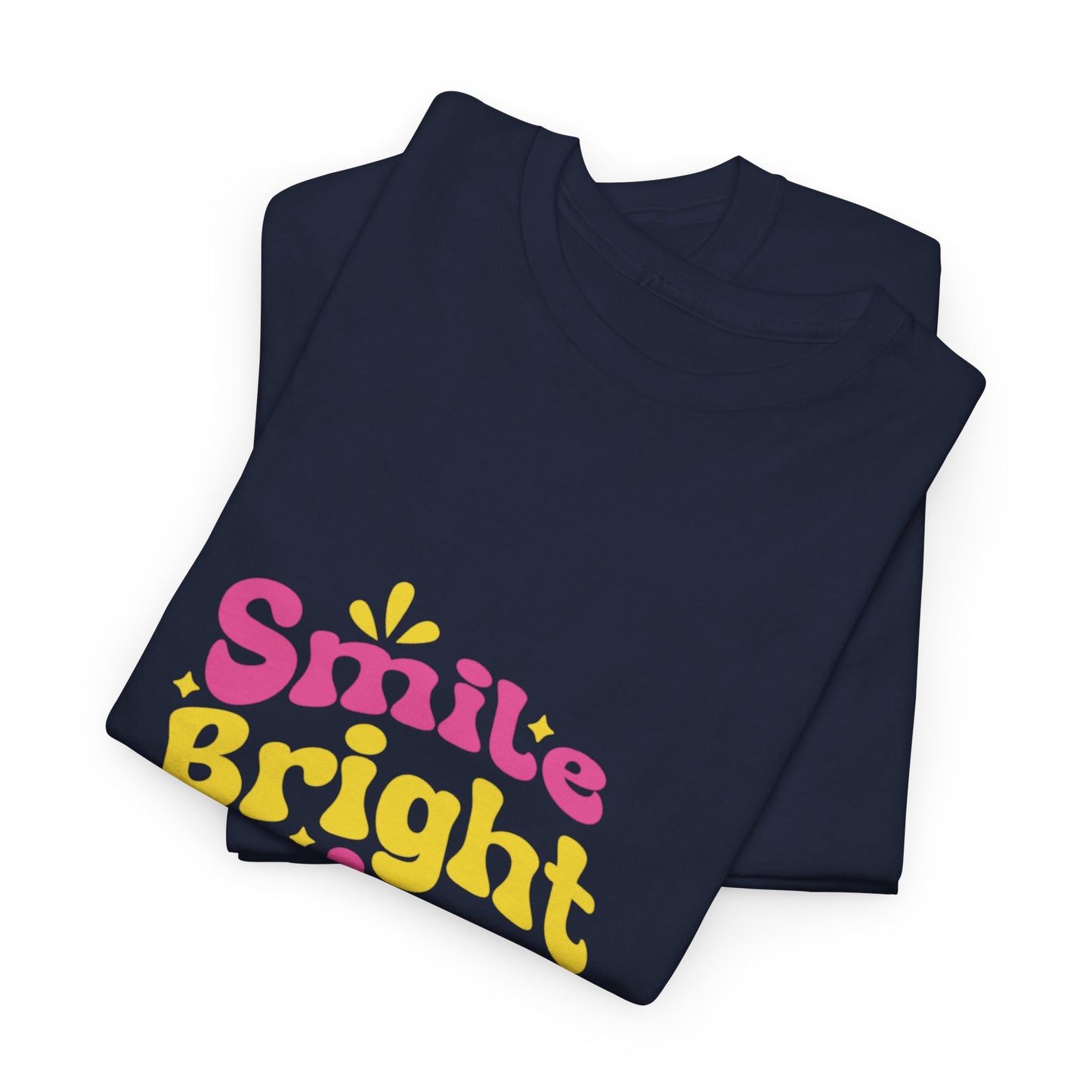 T-shirt con scritta "Smile bright shine always"