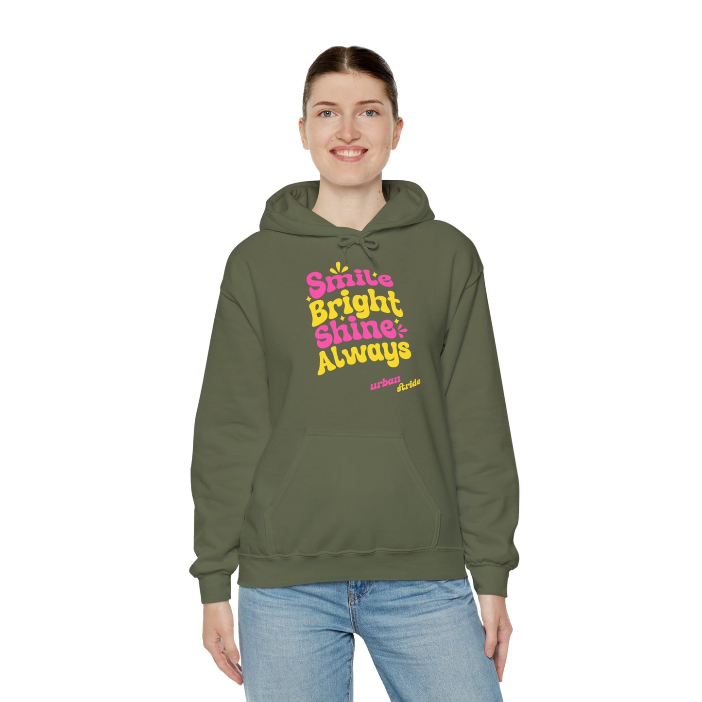 Felpa con scritta "Smile bright shine always"