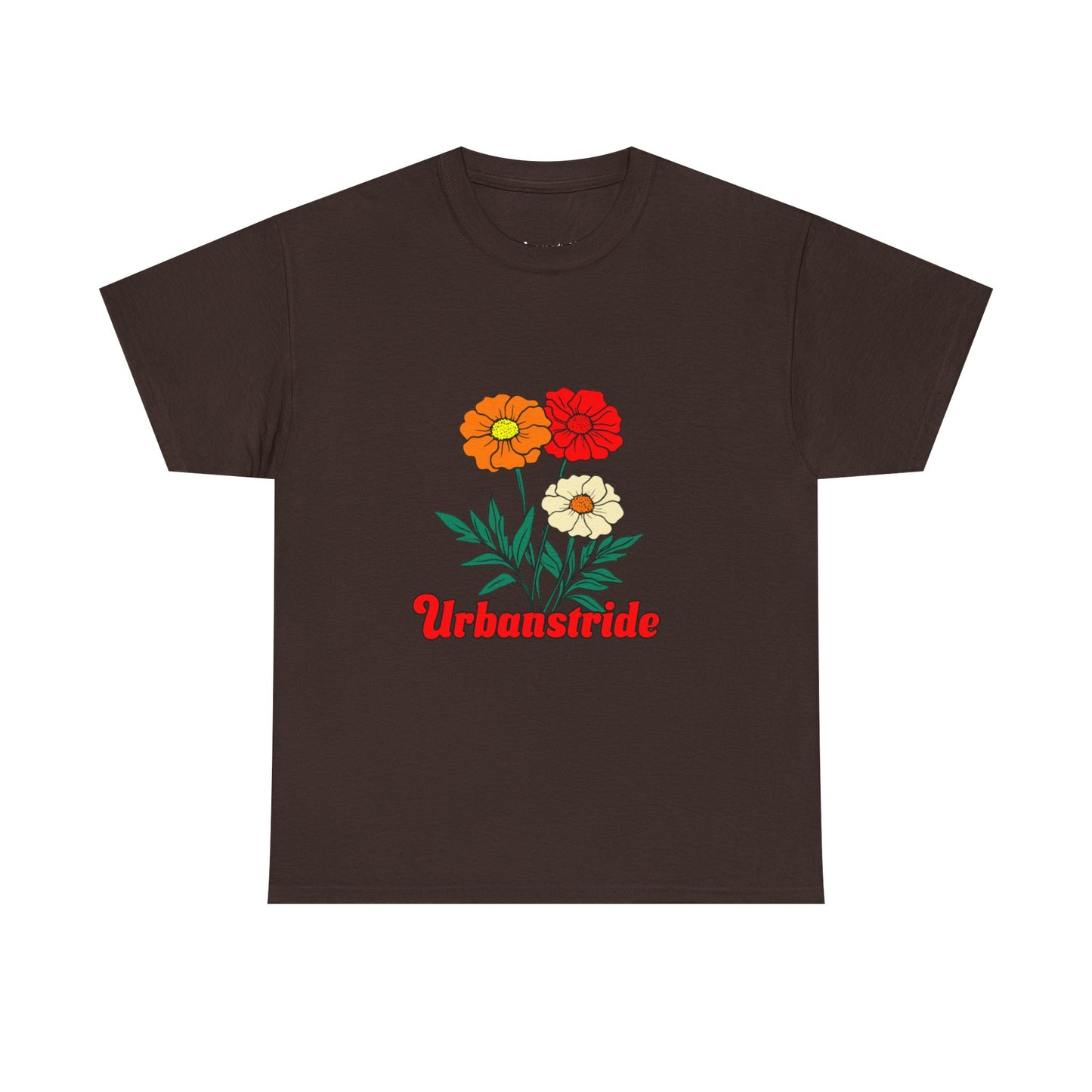 T-shirt con rappresentazione di fiori e scritta "Urbanstride"
