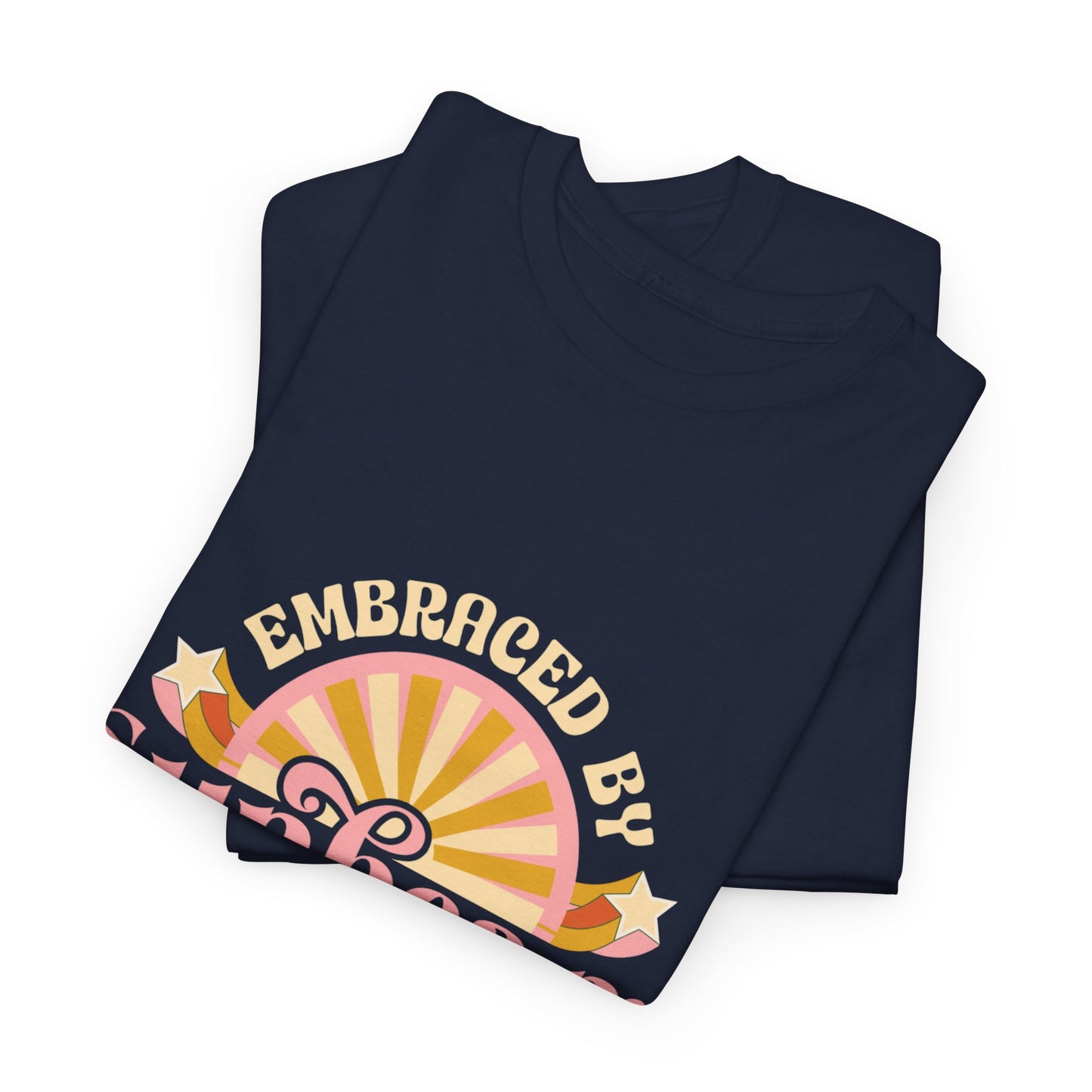 T-shirt con scritta "Embraced by sunbeam in my heart forever"