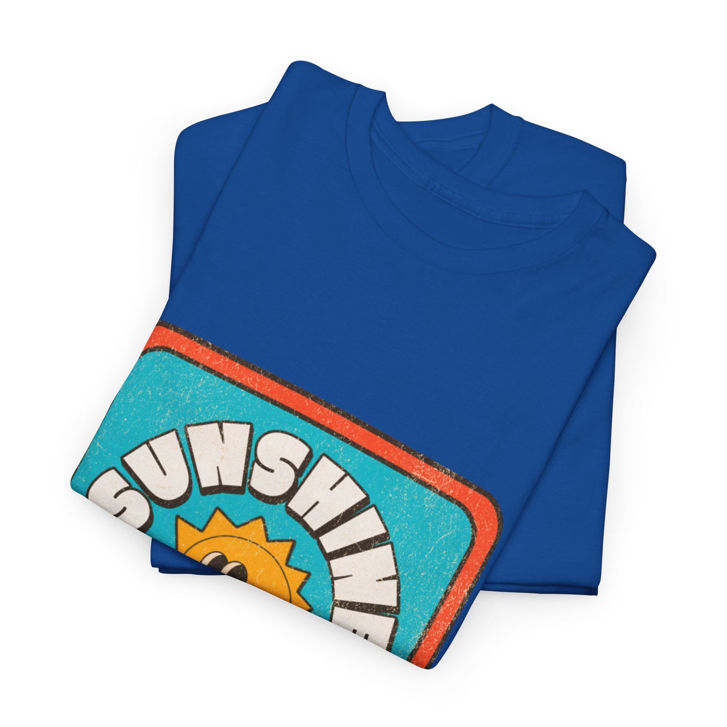 T-shirt con scritta "Sunshine feel good"