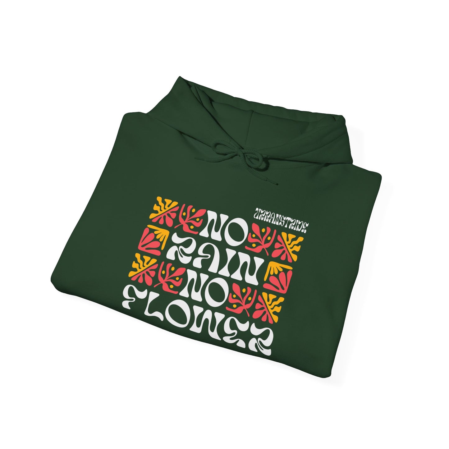 Felpa con scritta "No rain no flower"