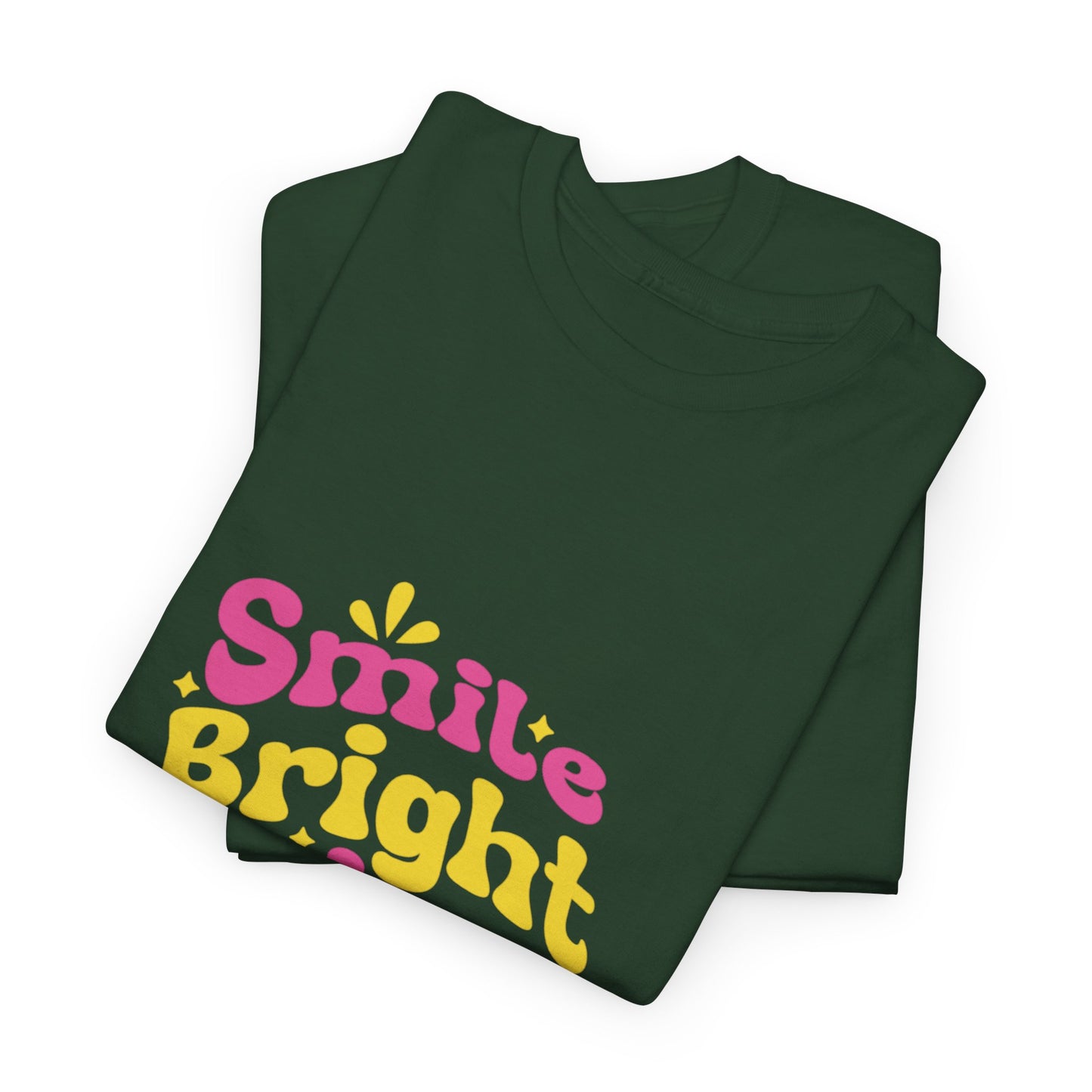 T-shirt con scritta "Smile bright shine always"