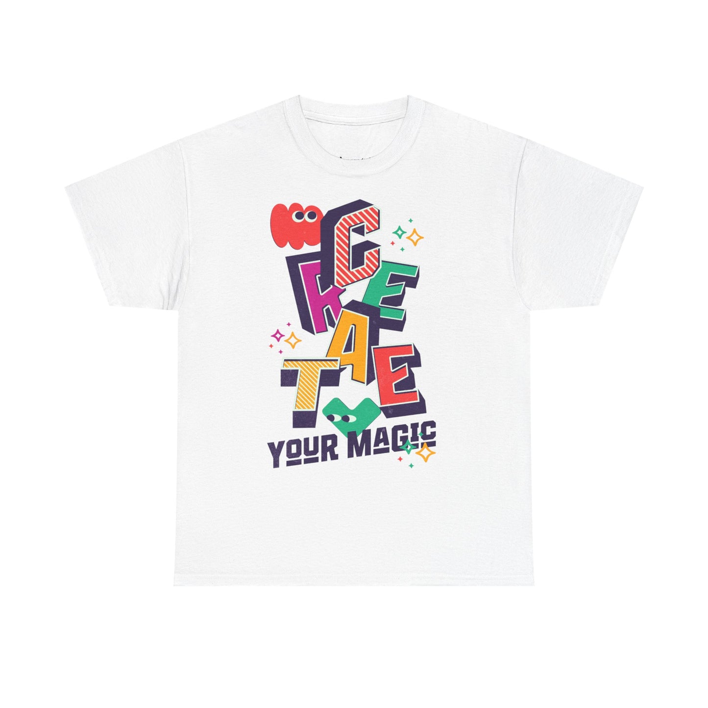 T-shirt con scritta "Create your magic"