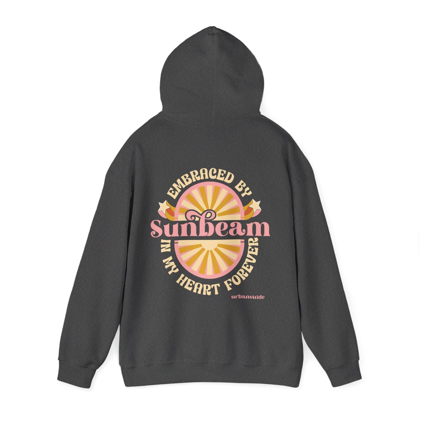 Felpa con scritta "Sunbeam embraced by in my heart forever"