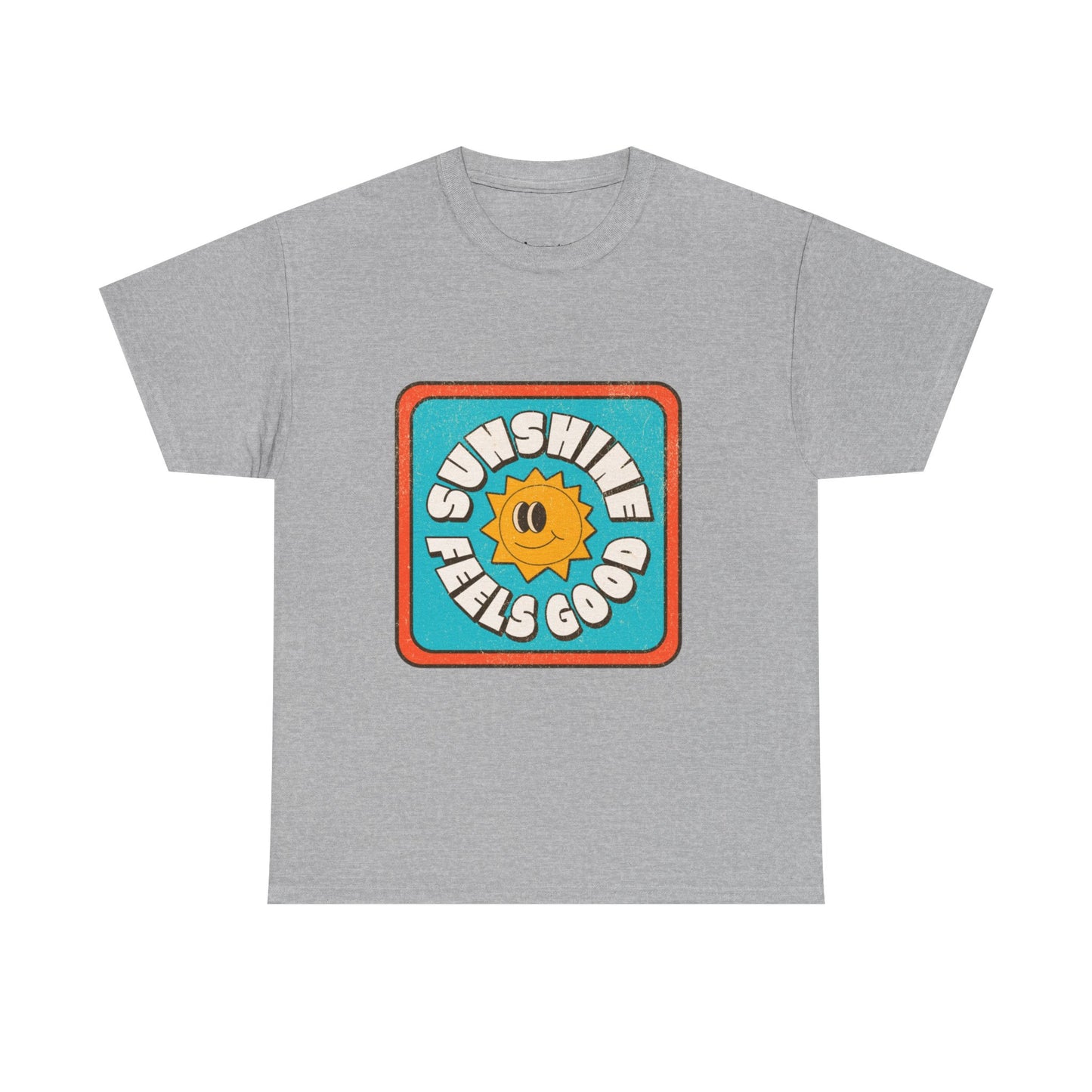 T-shirt con scritta "Sunshine feel good"