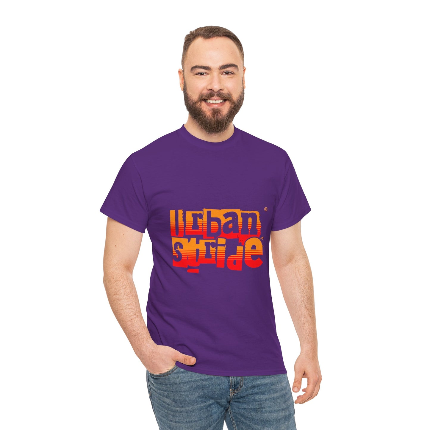 T-shirt con scritta "Urban Stride" sfumata arancio-rosso