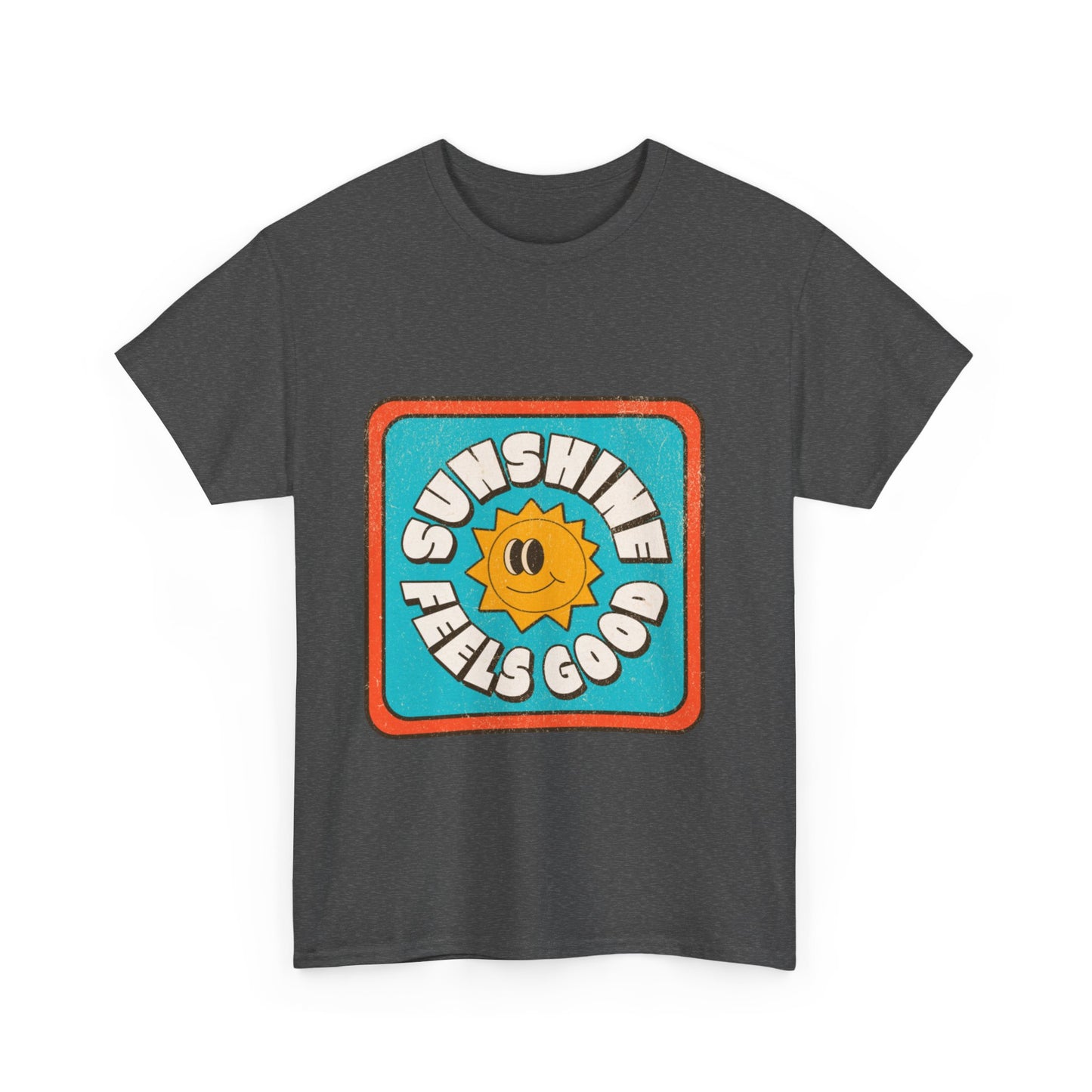 T-shirt con scritta "Sunshine feel good"
