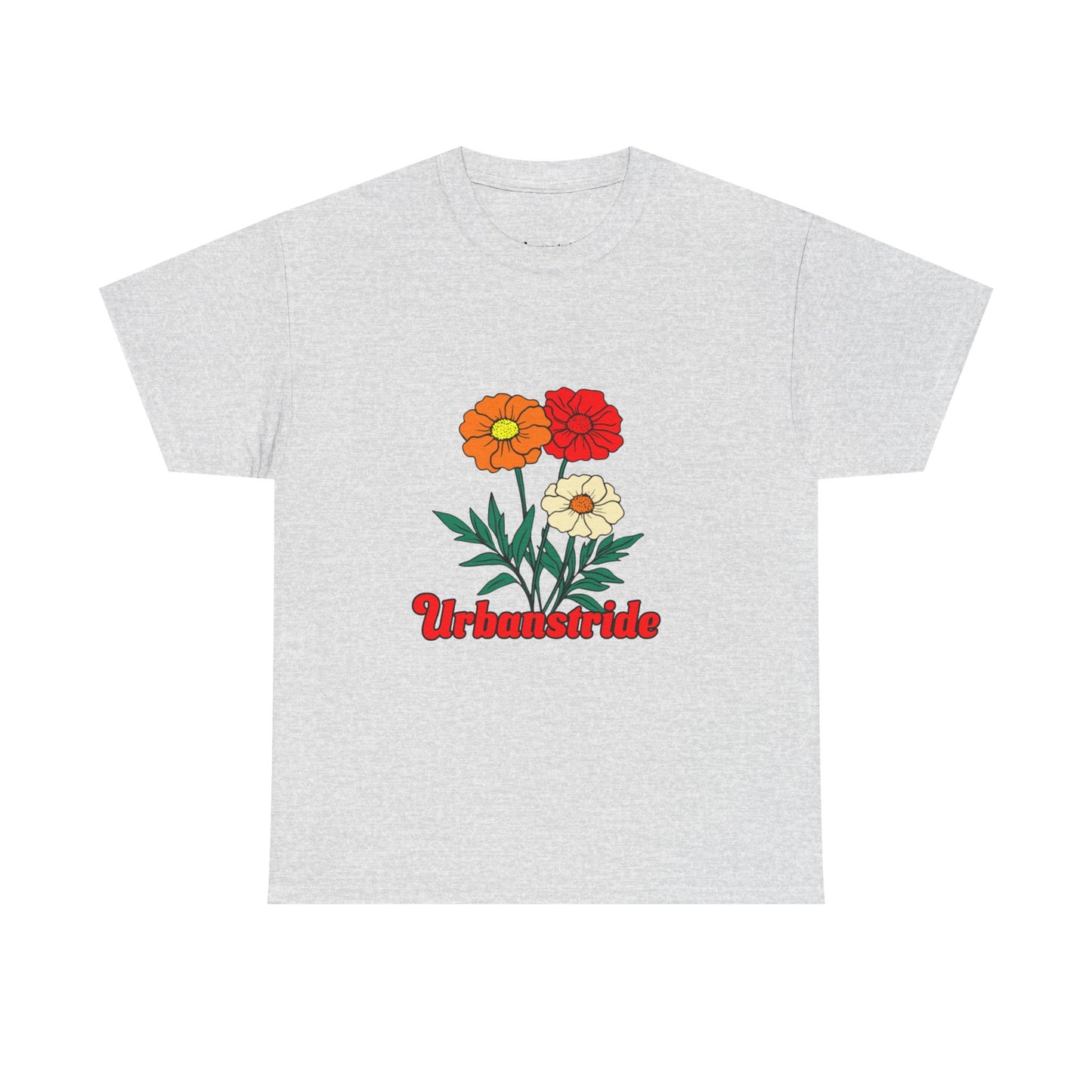 T-shirt con rappresentazione di fiori e scritta "Urbanstride"