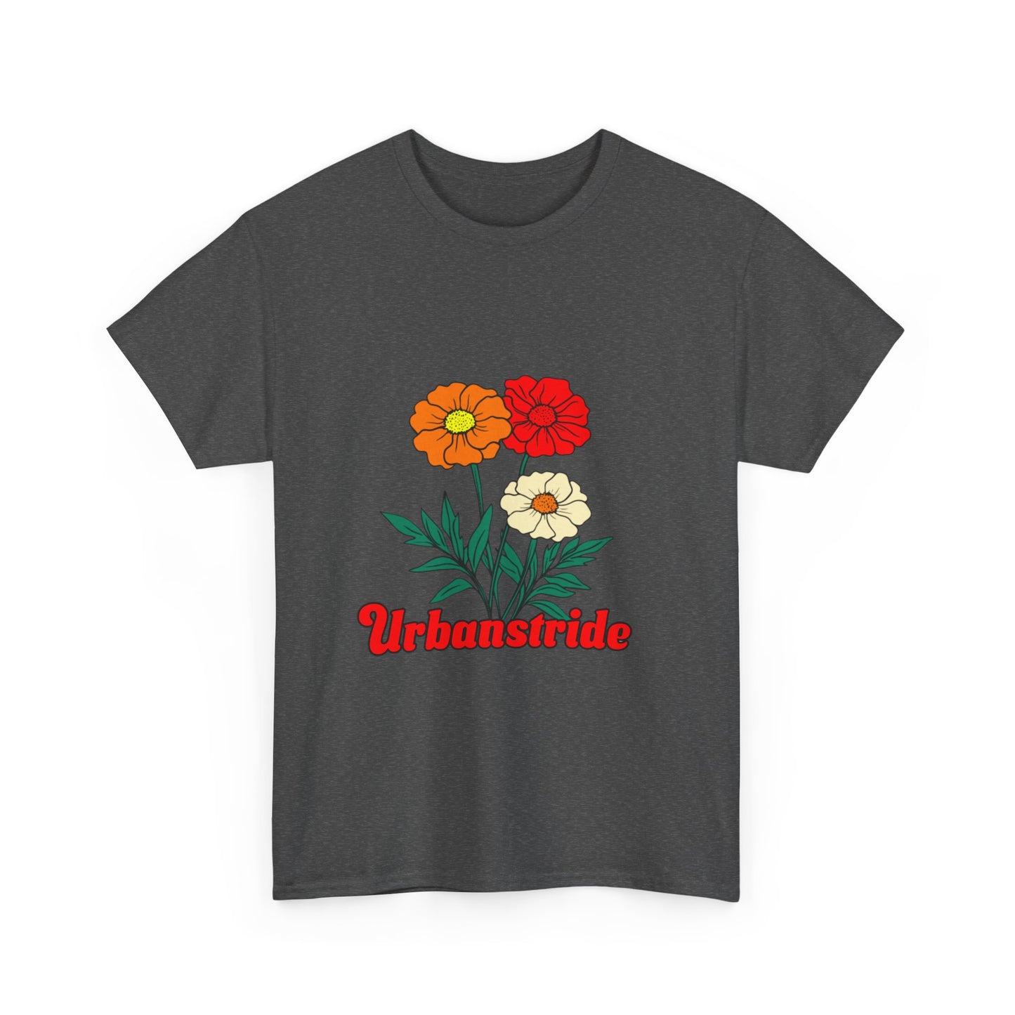 T-shirt con rappresentazione di fiori e scritta "Urbanstride"