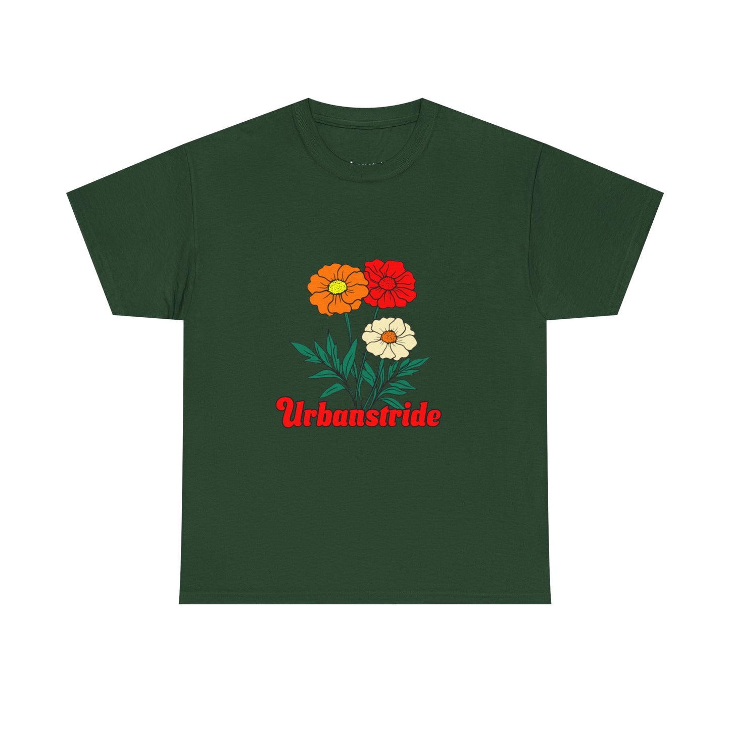 T-shirt con rappresentazione di fiori e scritta "Urbanstride"