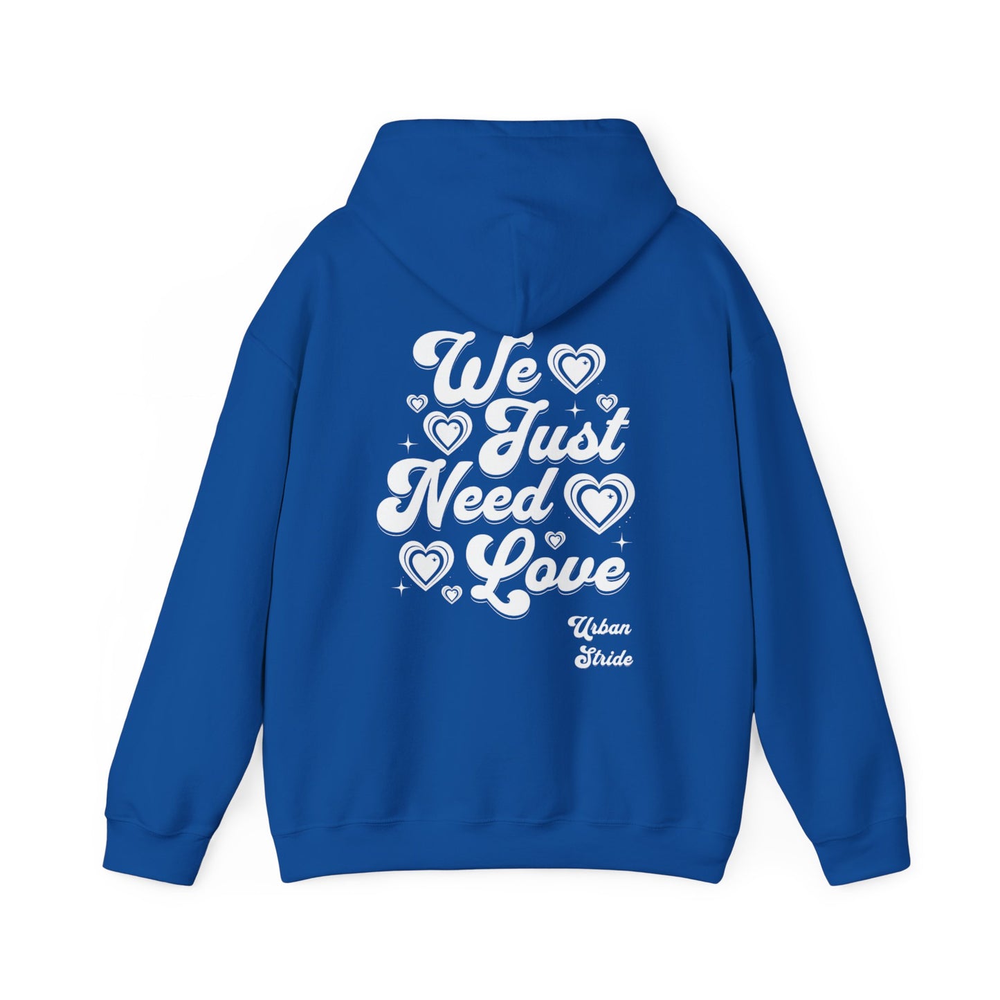 Felpa con scritta "We just need love"