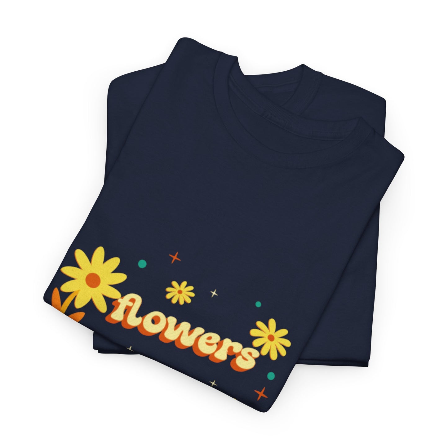 T-shirt con scritta "Flowers vibes"