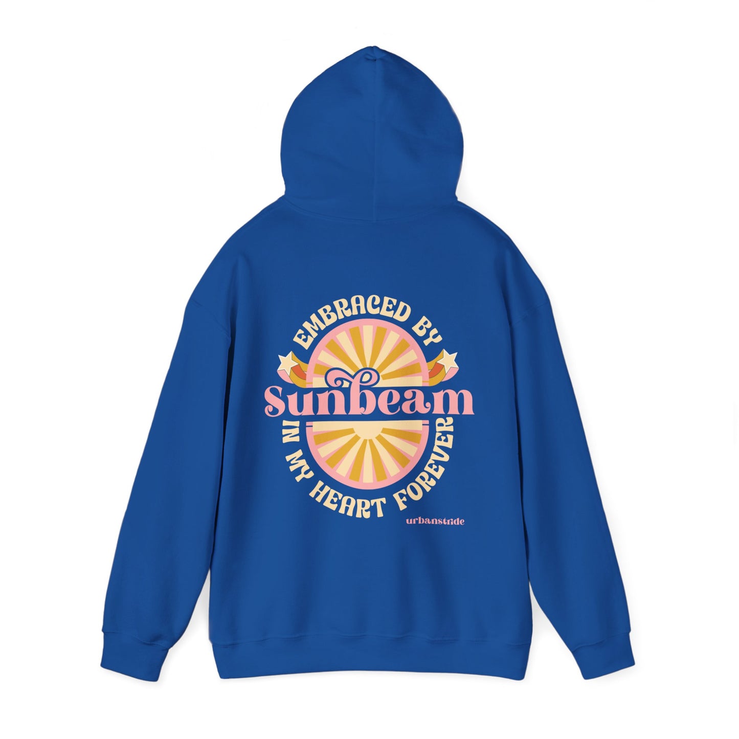 Felpa con scritta "Sunbeam embraced by in my heart forever"