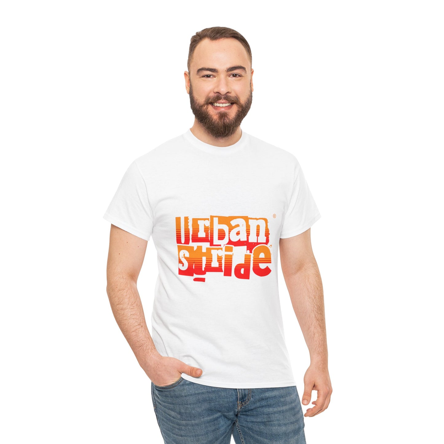 T-shirt con scritta "Urban Stride" sfumata arancio-rosso